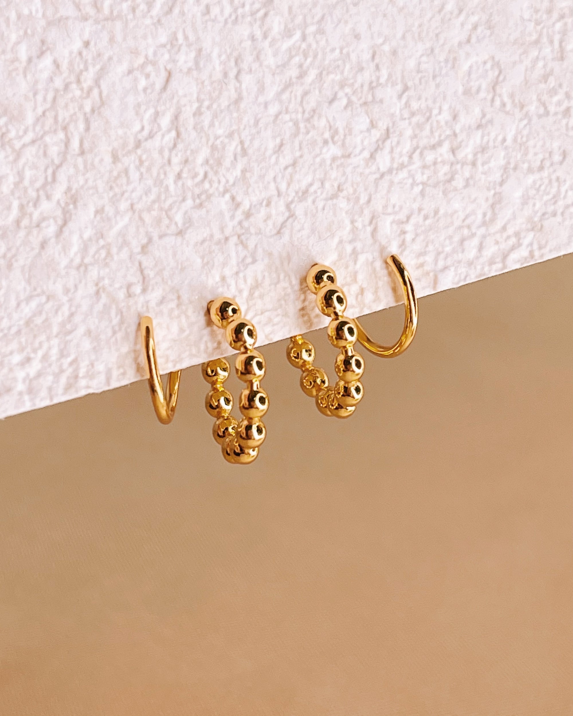 Tyra Double Layer Pseudo Stack illusion Huggie Hoop Spiral Earrings