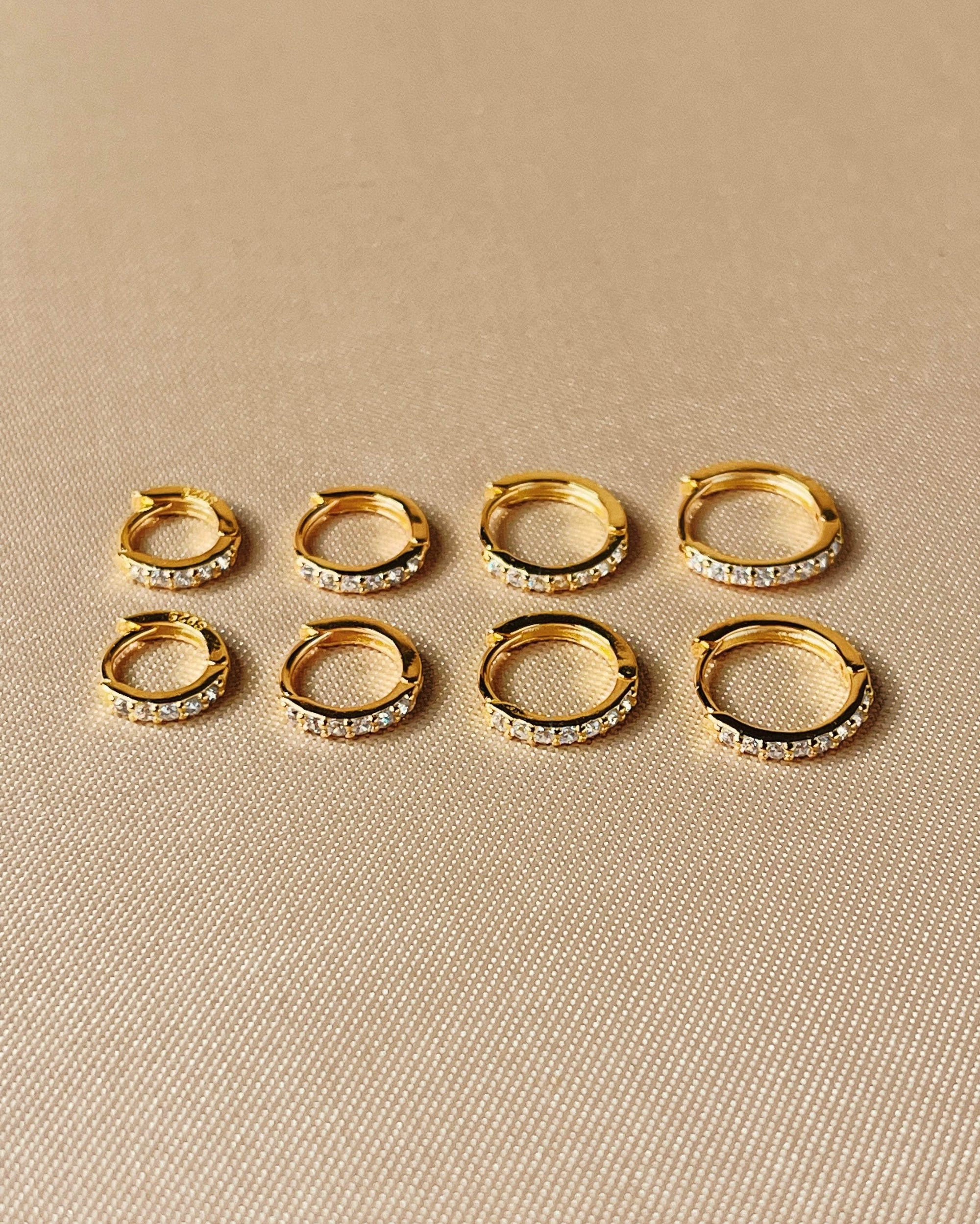 So Dainty Co. Huggies / Hoops Kathryn Gold Pave Huggies (Choose 1 — 5mm / 6mm / 7mm / 8mm / 9mm) Gold Plated 925 Sterling Silver Jewelry