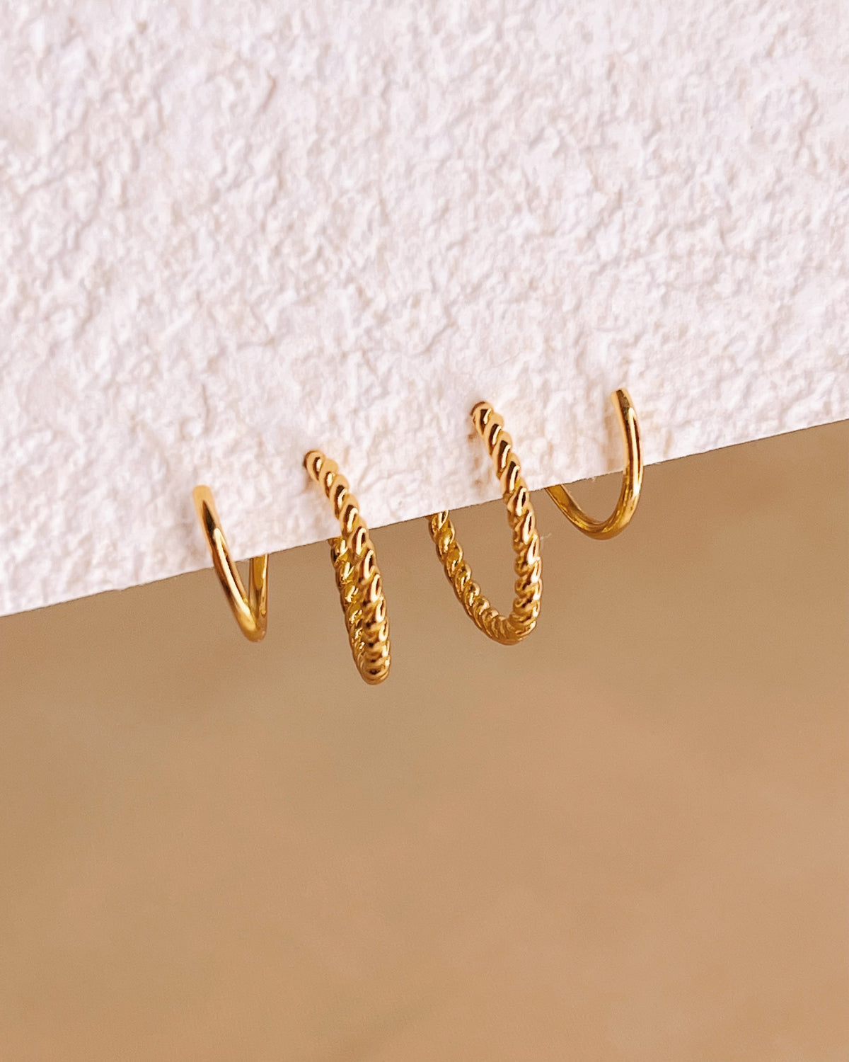 Tracy Double Layer Pseudo Stack illusion Huggie Hoop Spiral Earrings