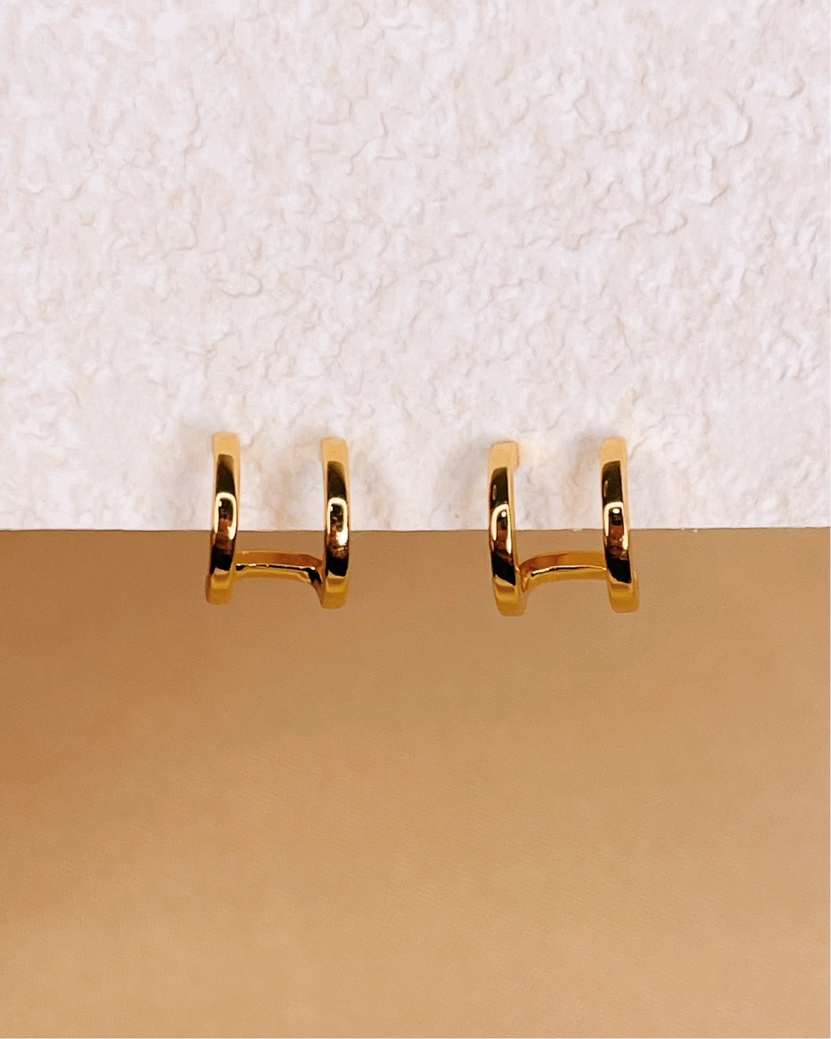 Billie Double Layer Pseudo Stack illusion Huggie Hoop Earrings