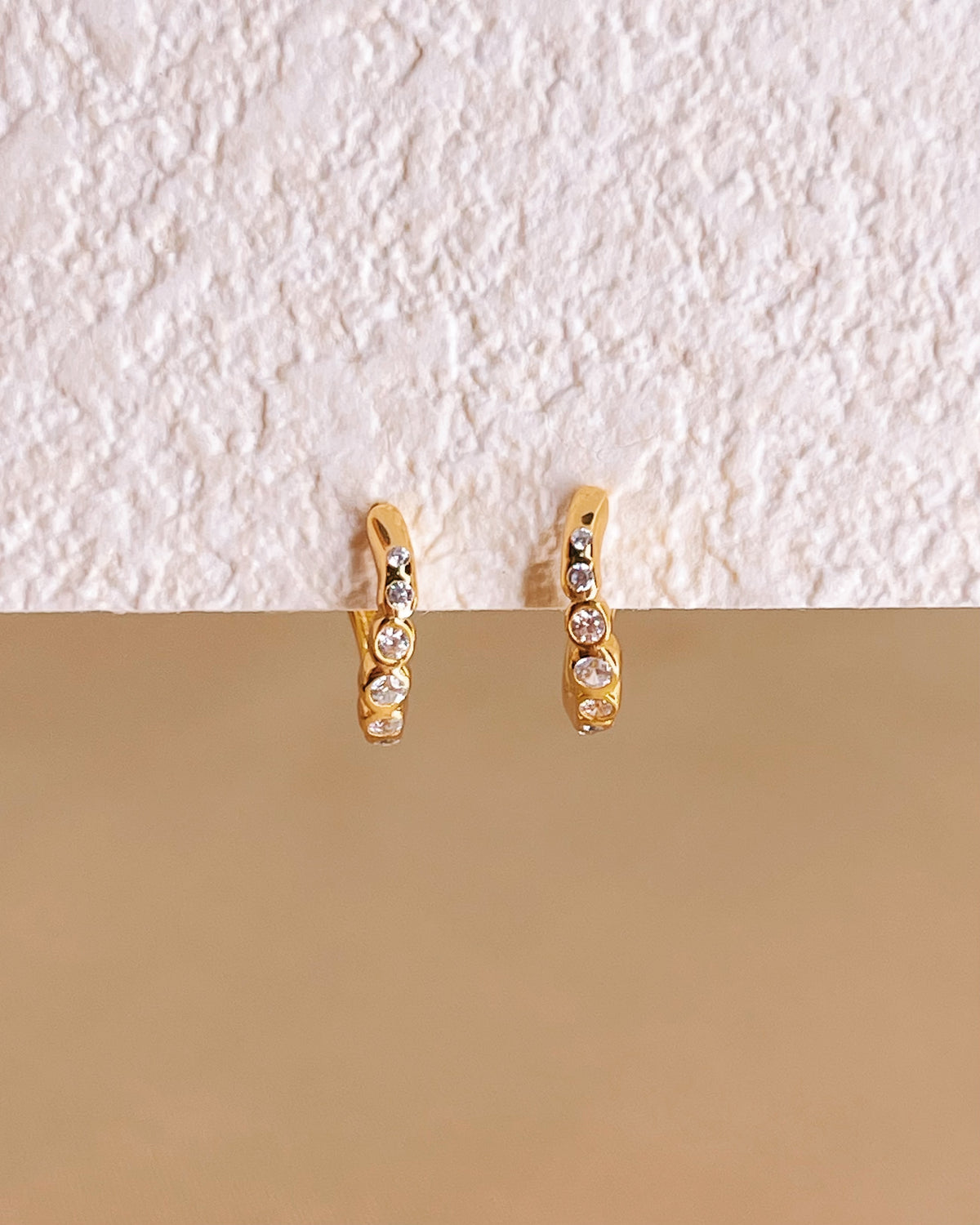 Veronica Wave Design Zircon Paved Huggie Hoop Earrings