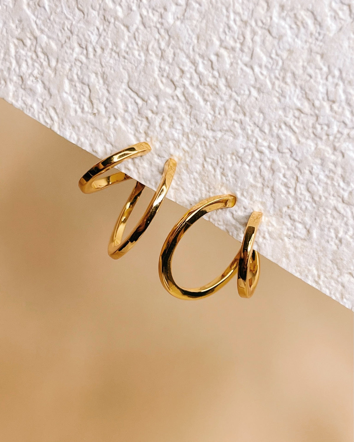 Ariana Double Layer Pseudo Stack illusion Huggie Hoop Earrings