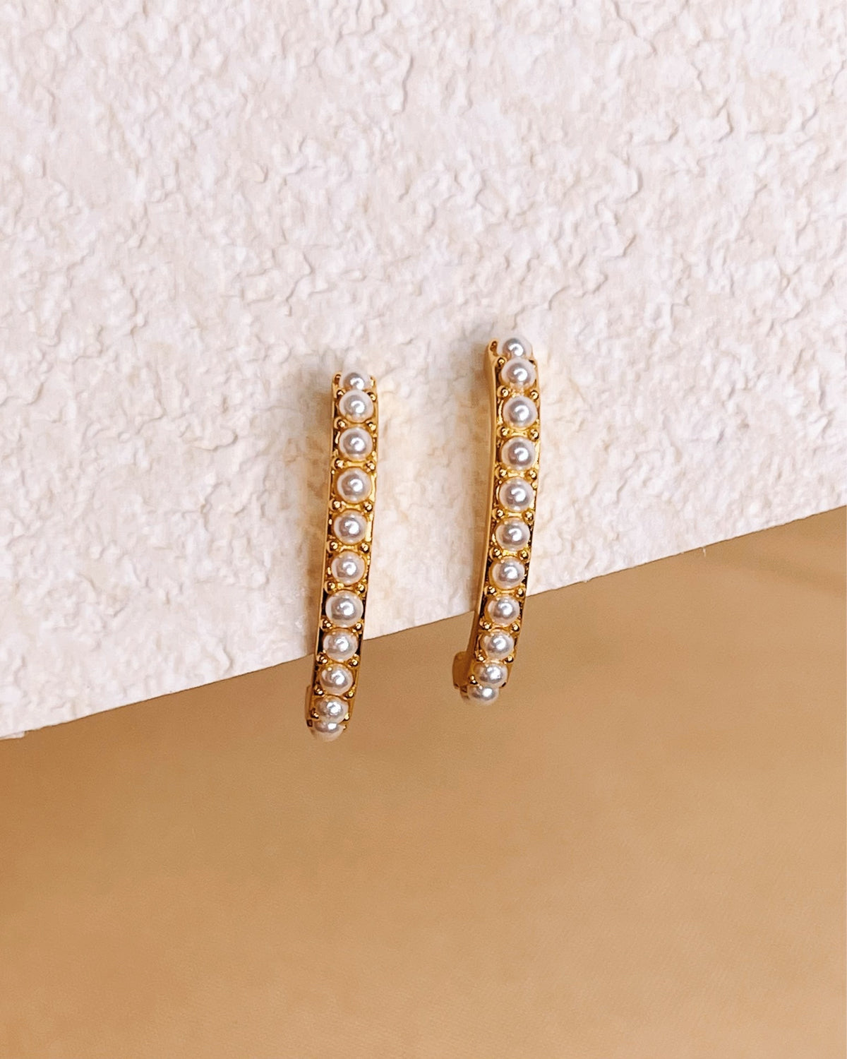 Amelia Pearl Paved Suspender Earrings