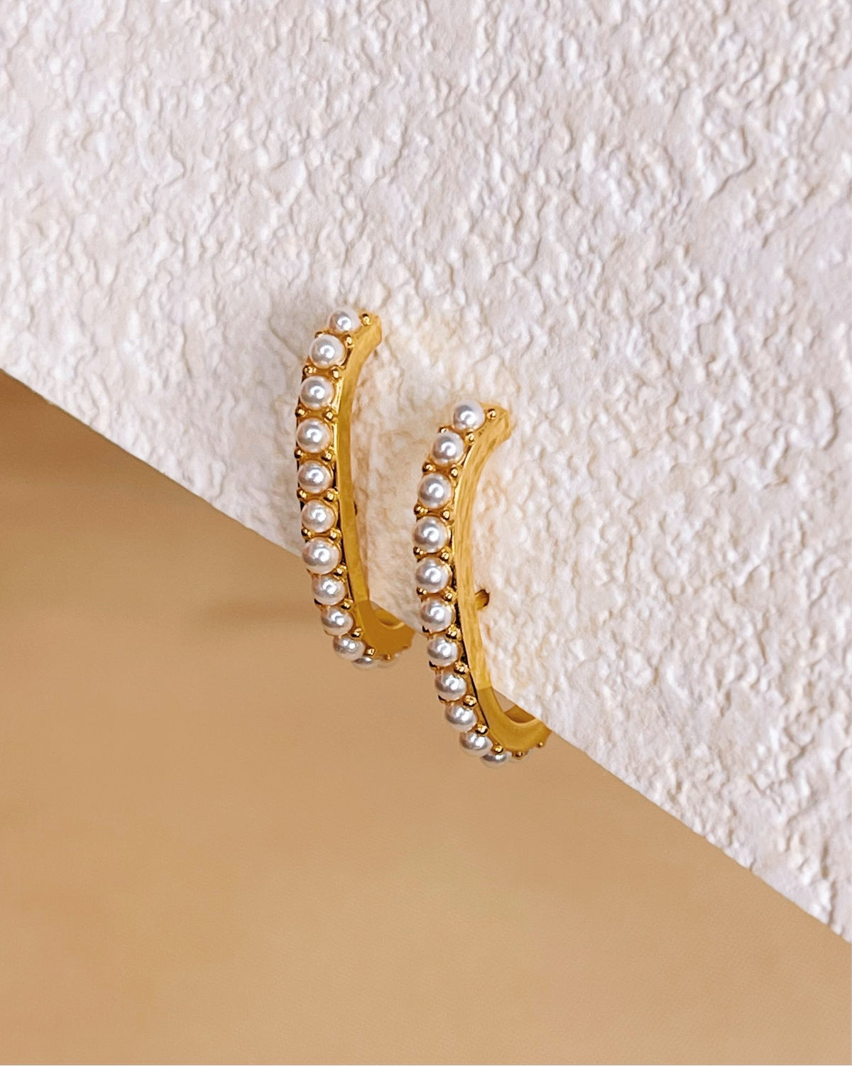 Amelia Pearl Paved Suspender Earrings