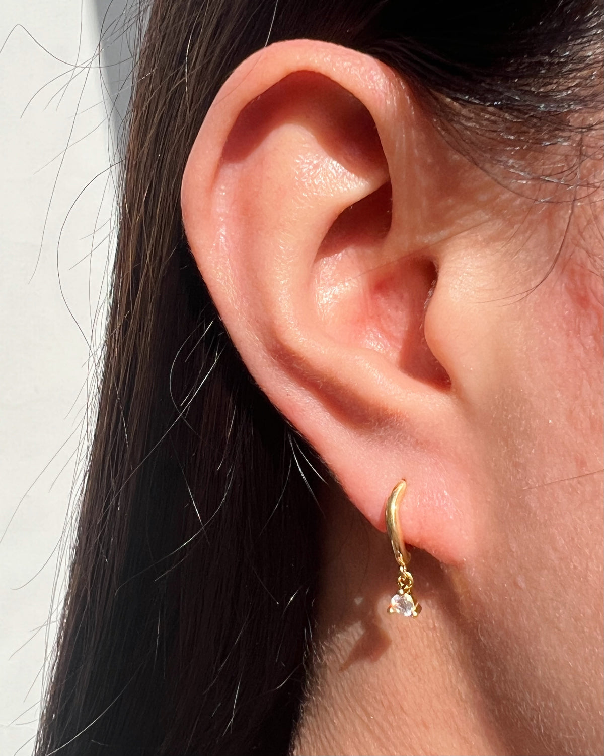 Victoria Wave Design Huggie Hoop Drop Earrings