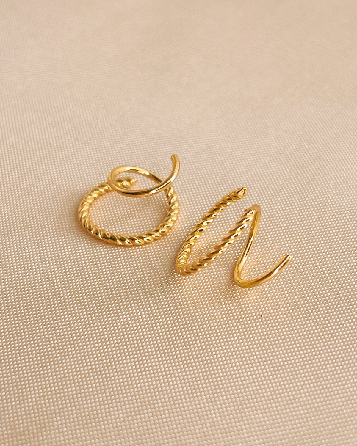 Tracy Double Layer Pseudo Stack illusion Huggie Hoop Spiral Earrings