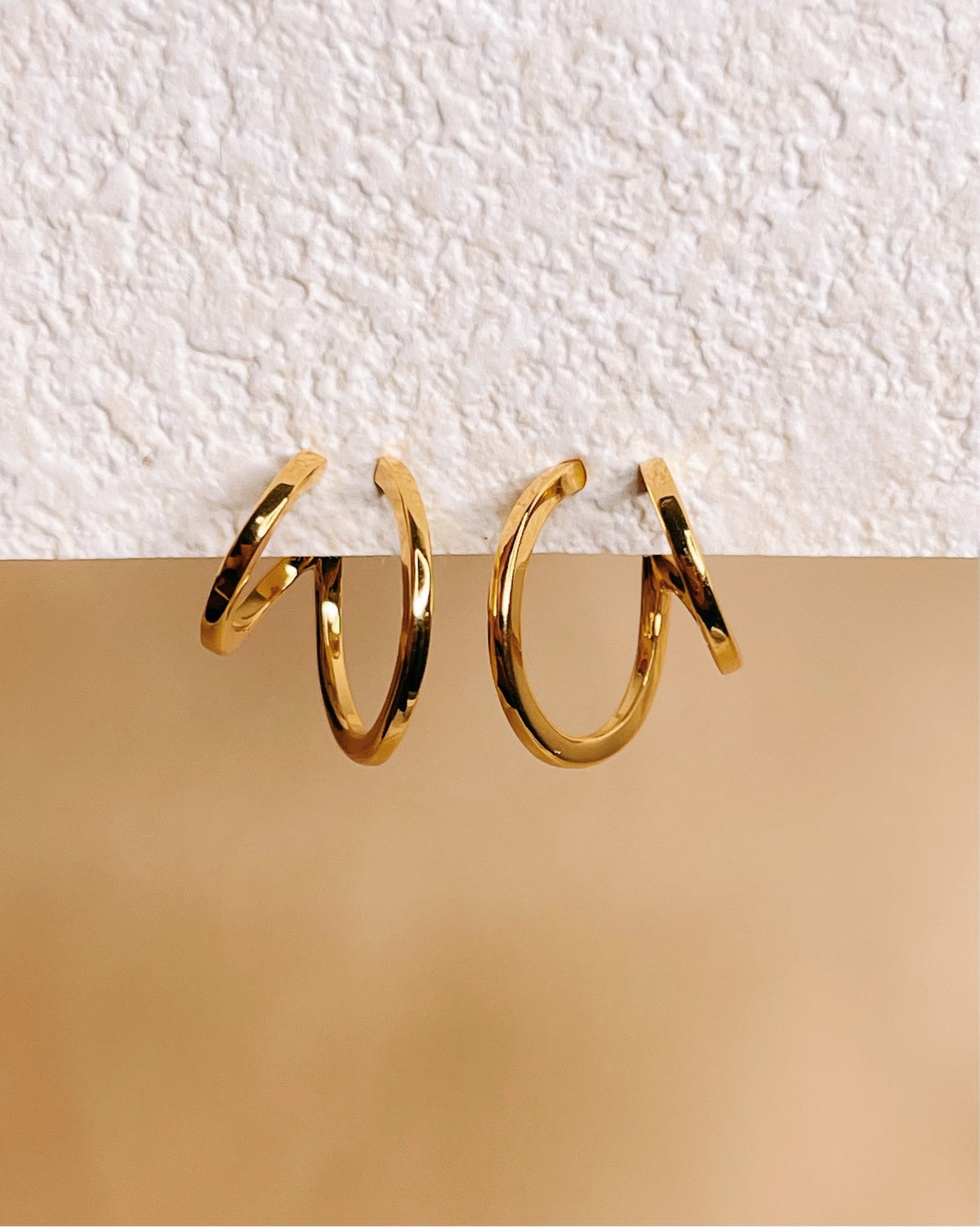 Ariana Double Layer Pseudo Stack illusion Huggie Hoop Earrings