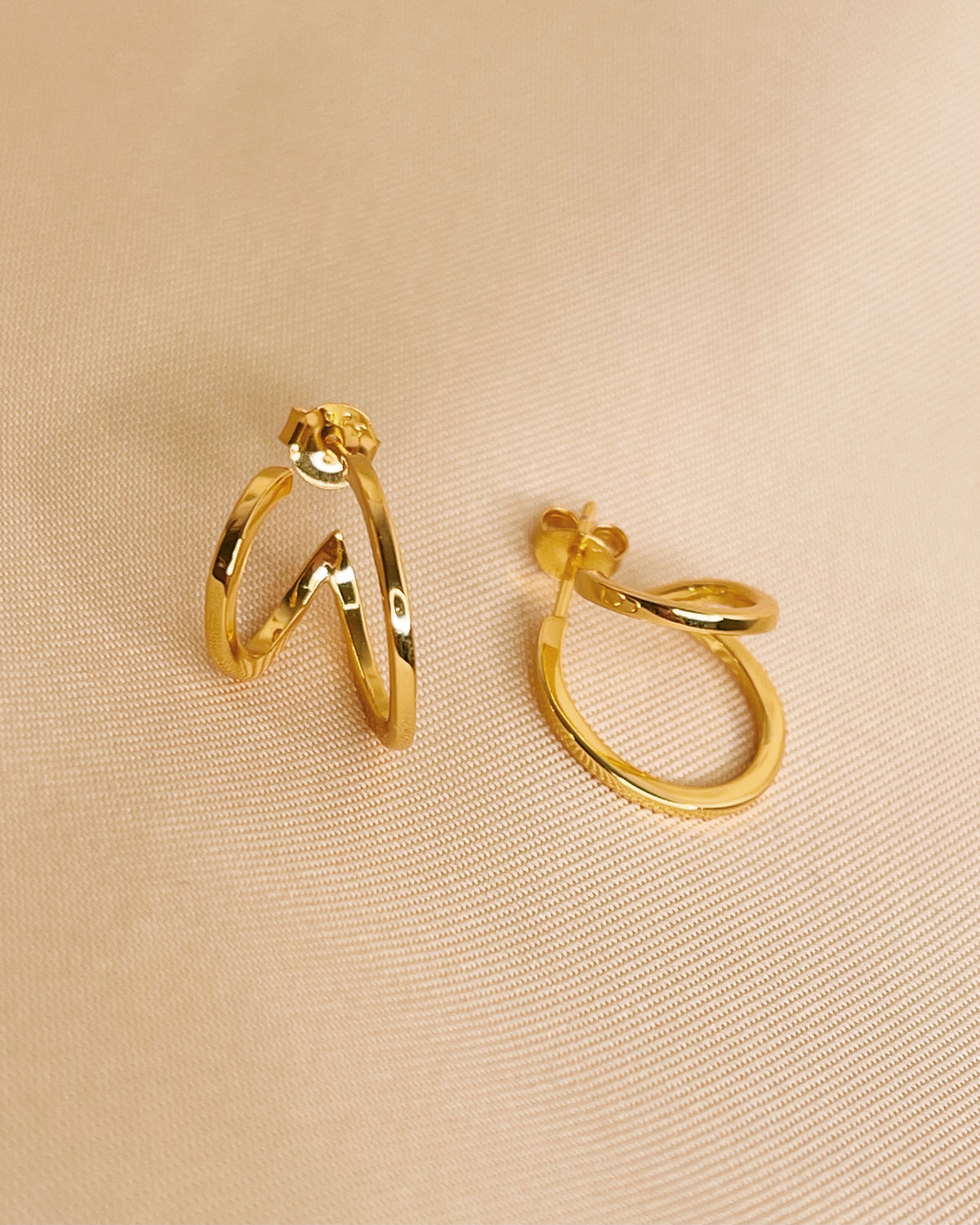 Ariana Double Layer Pseudo Stack illusion Huggie Hoop Earrings