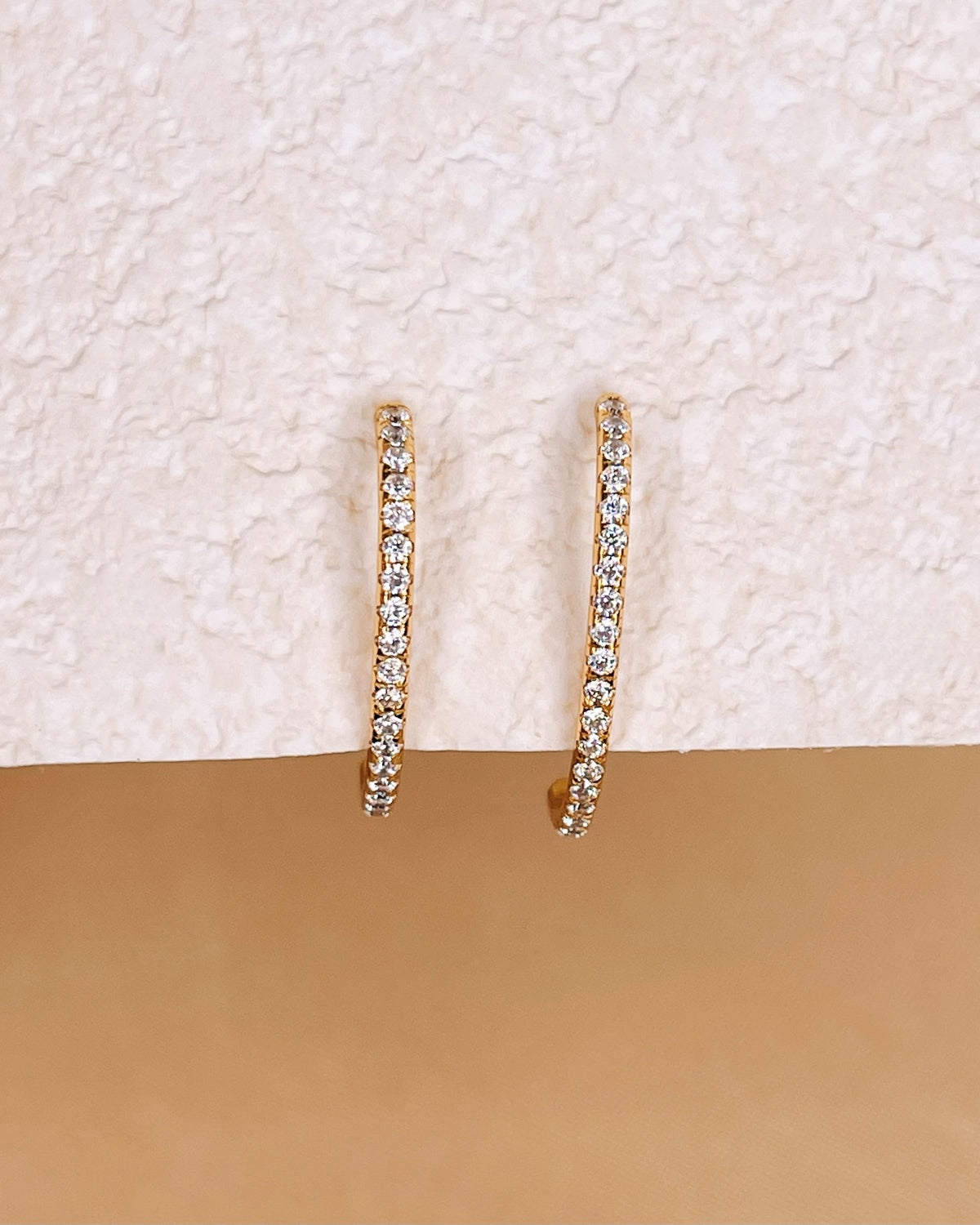 Abigail Zircon Paved Gold Suspender Earrings