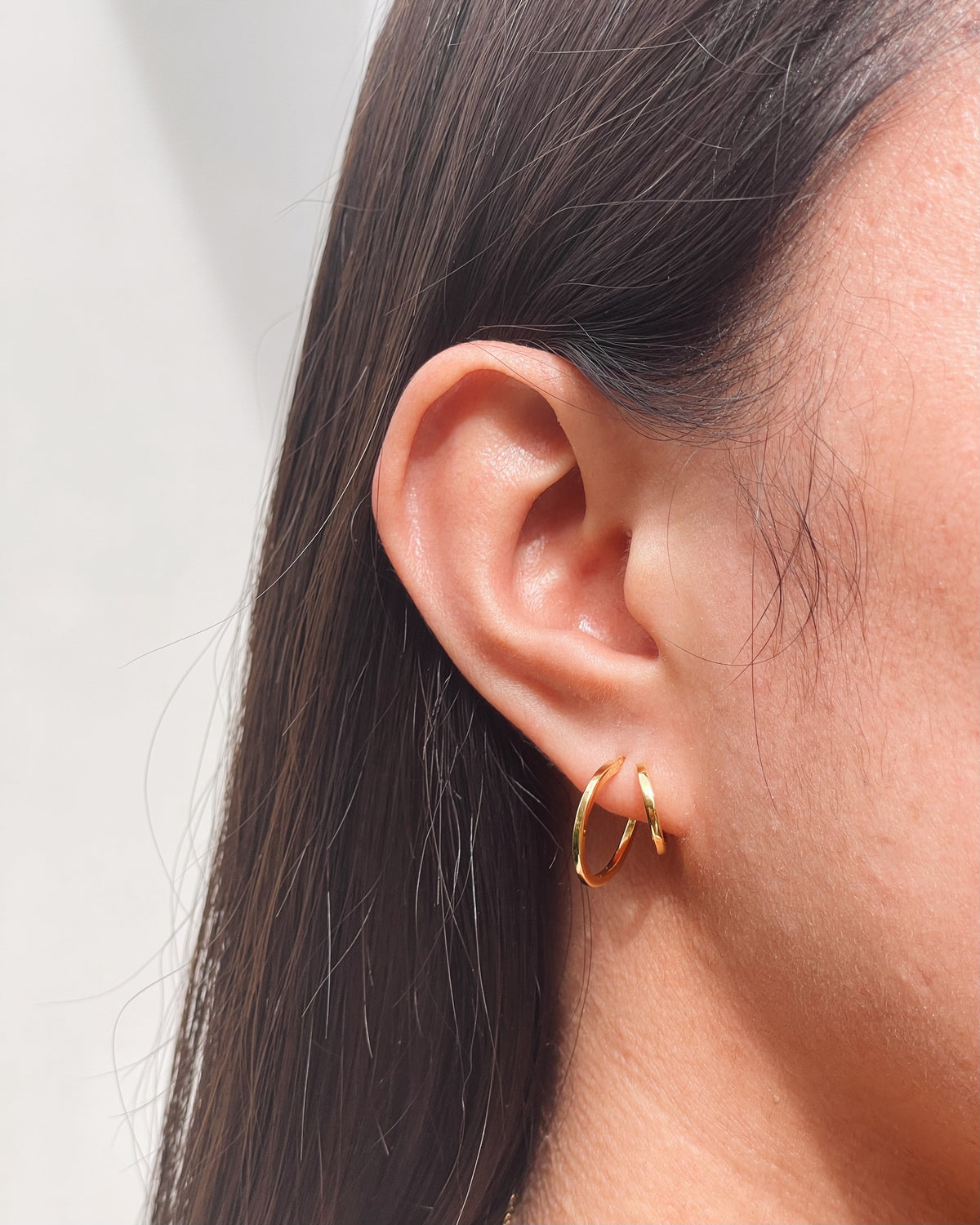 Ariana Double Layer Pseudo Stack illusion Huggie Hoop Earrings