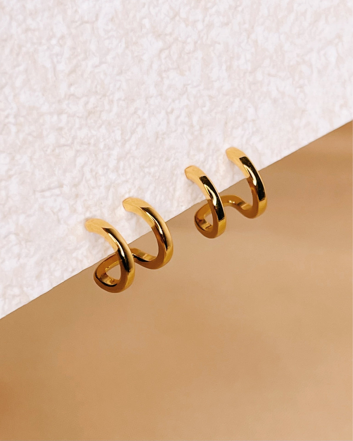 Billie Double Layer Pseudo Stack illusion Huggie Hoop Earrings