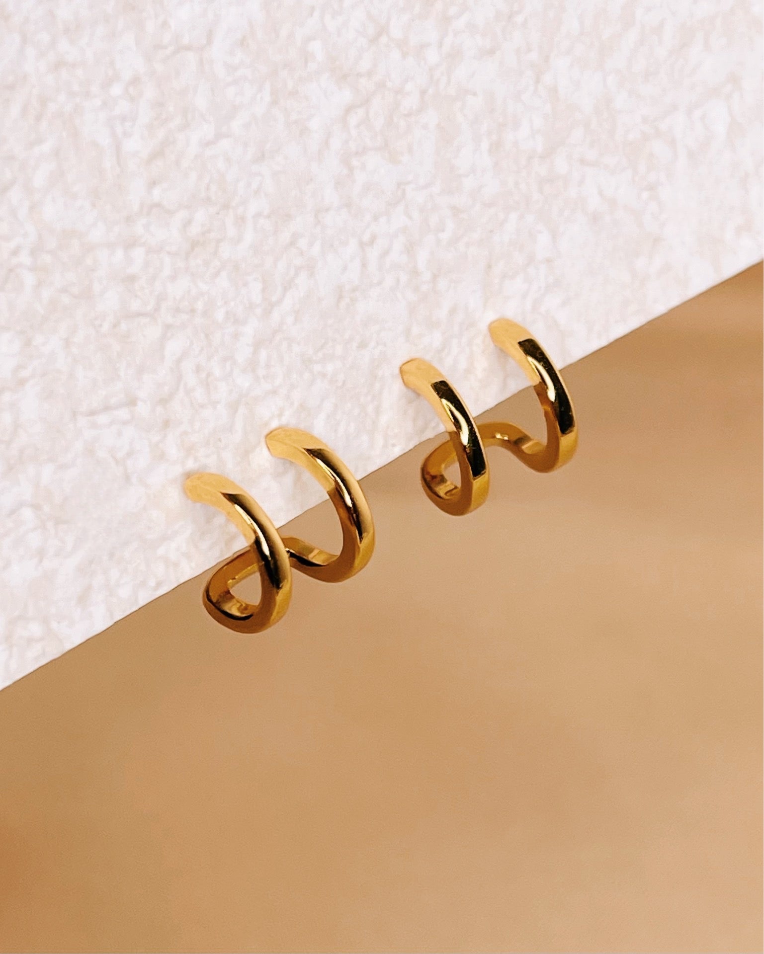 Billie Double Layer Pseudo Stack illusion Huggie Hoop Earrings