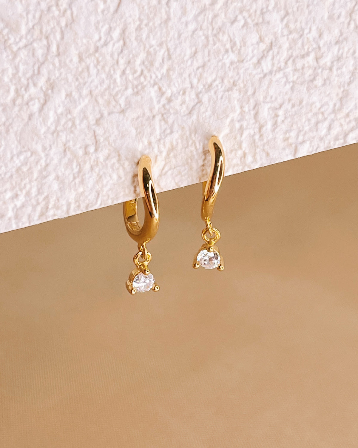 Victoria Wave Design Huggie Hoop Drop Earrings