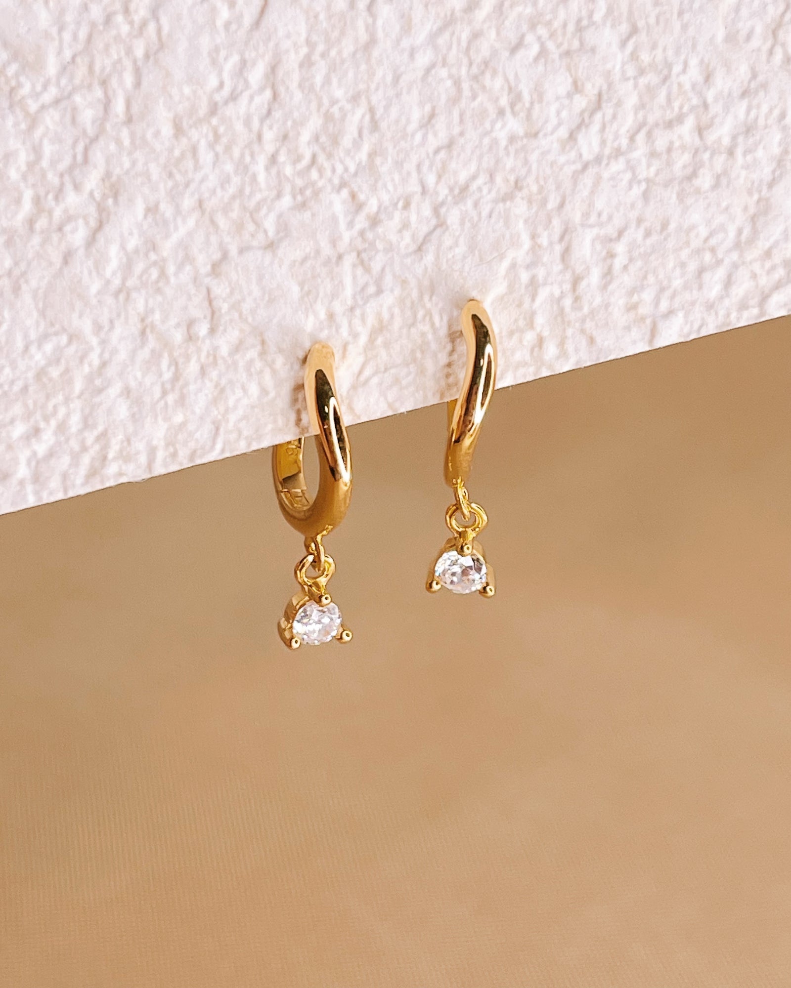 Victoria Wave Design Huggie Hoop Drop Earrings