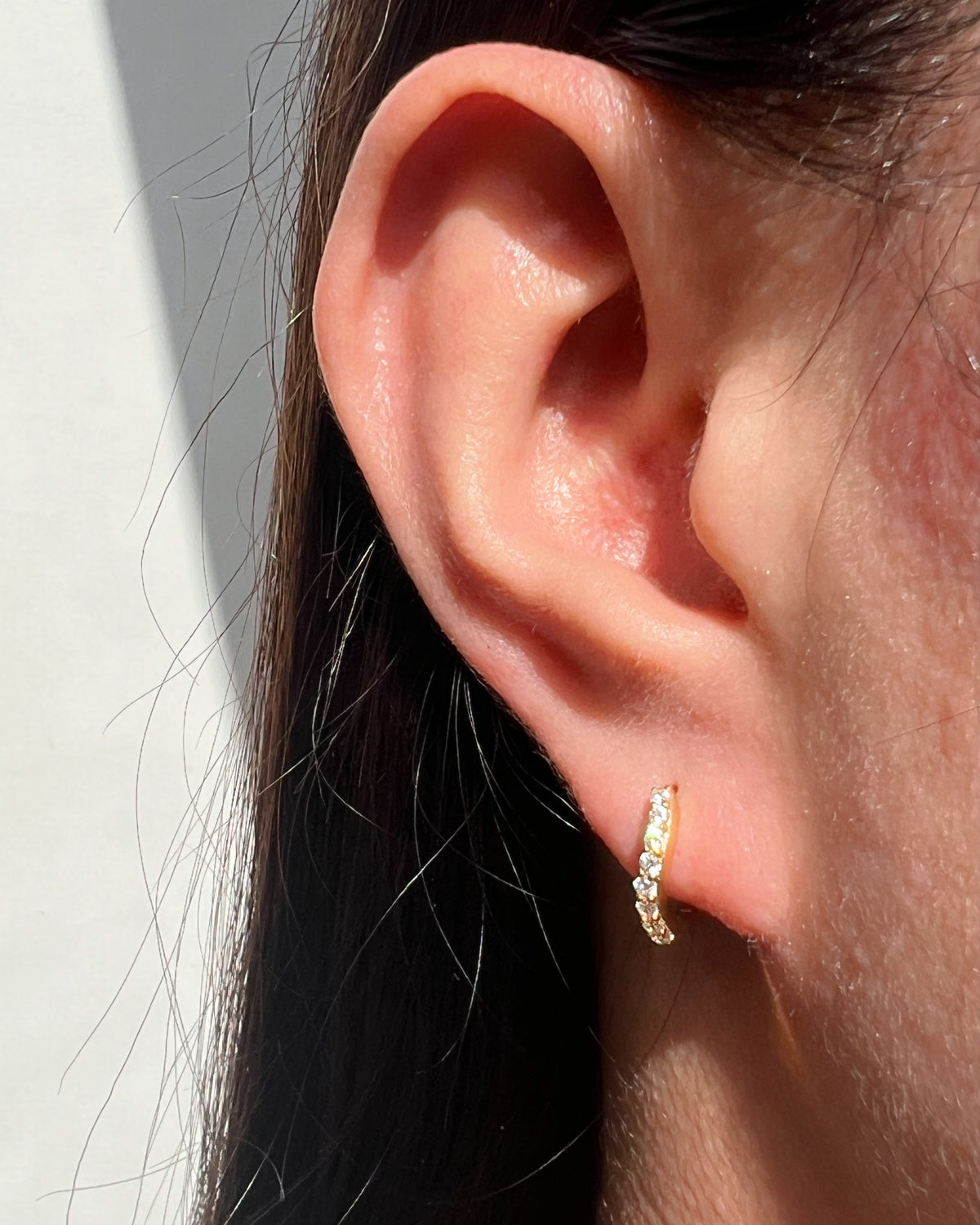 Vivien Wave Design Zircon Paved Huggie Hoop Earrings