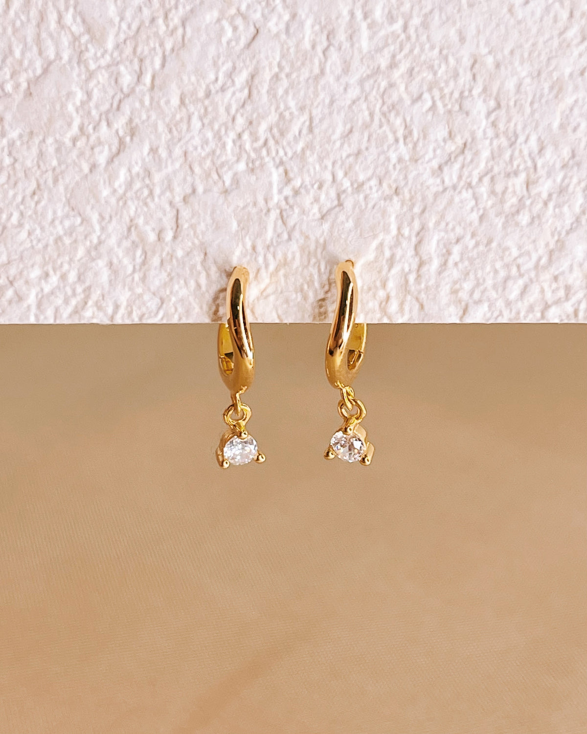 Victoria Wave Design Huggie Hoop Drop Earrings