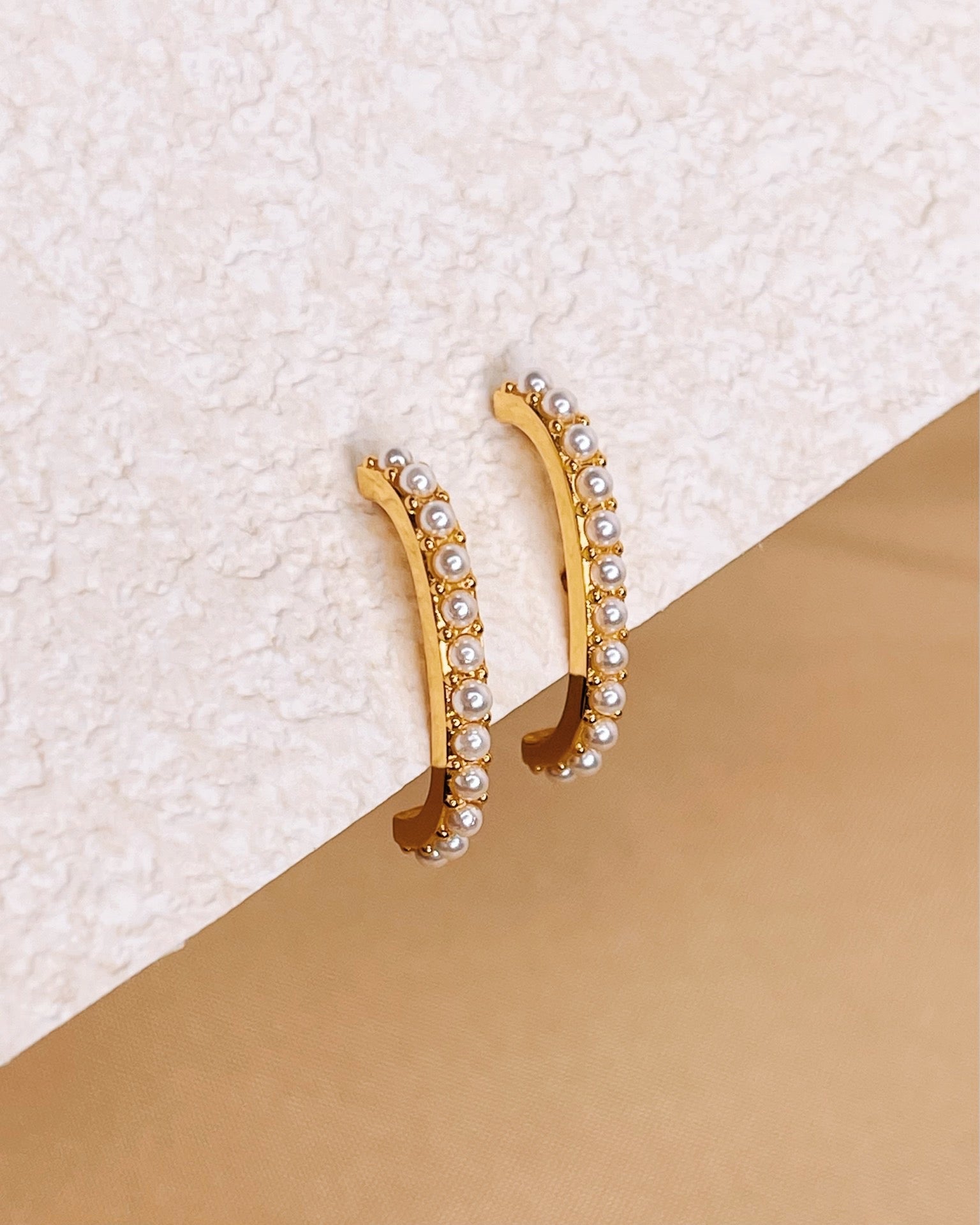 Amelia Pearl Paved Suspender Earrings