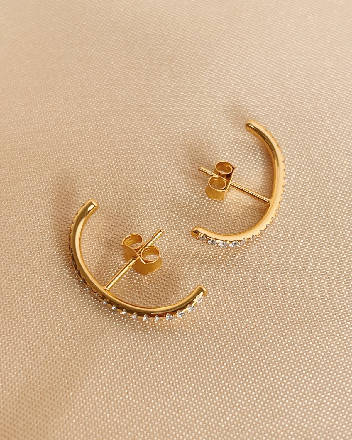 Abigail Zircon Paved Gold Suspender Earrings