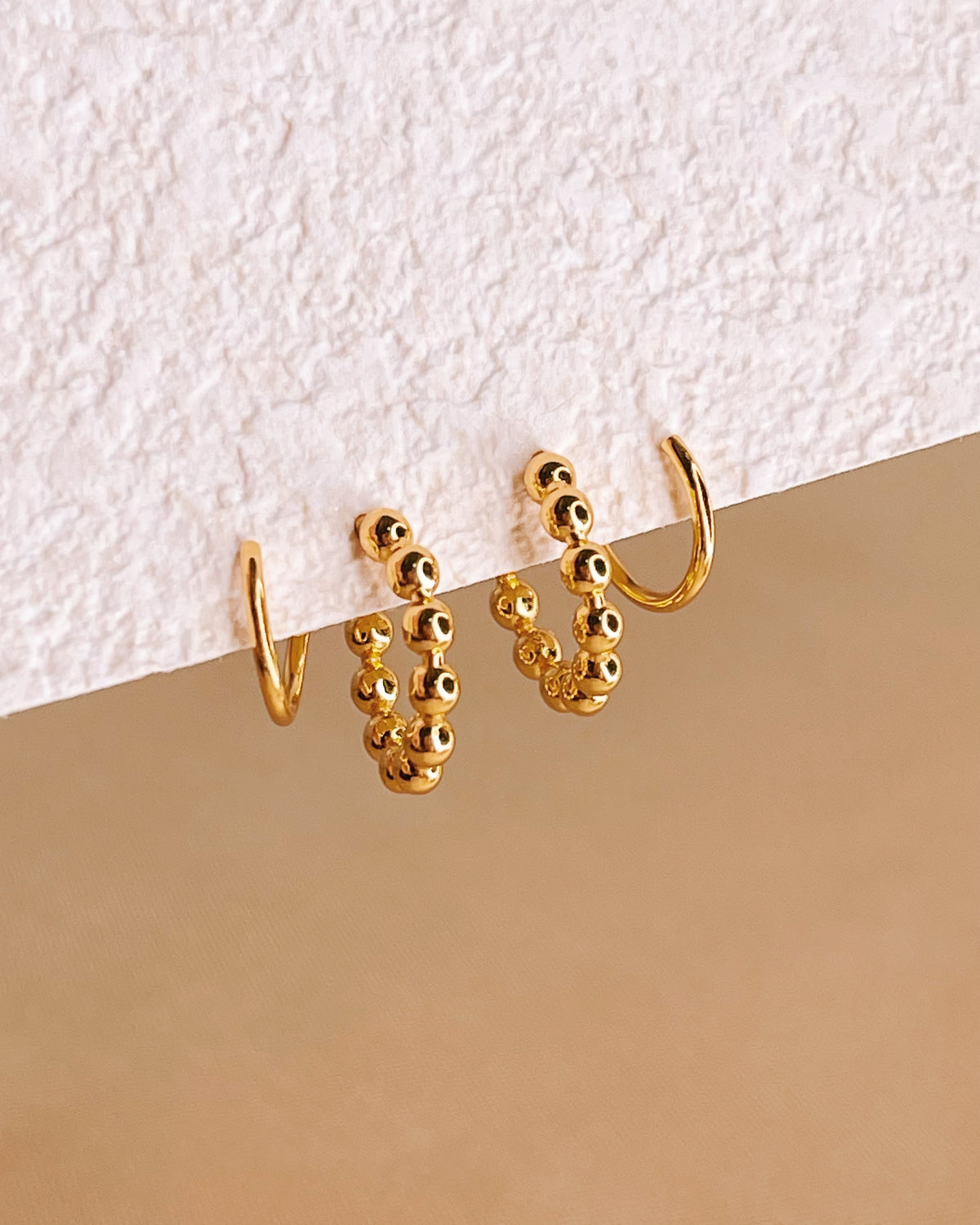 Tyra Double Layer Pseudo Stack illusion Huggie Hoop Spiral Earrings