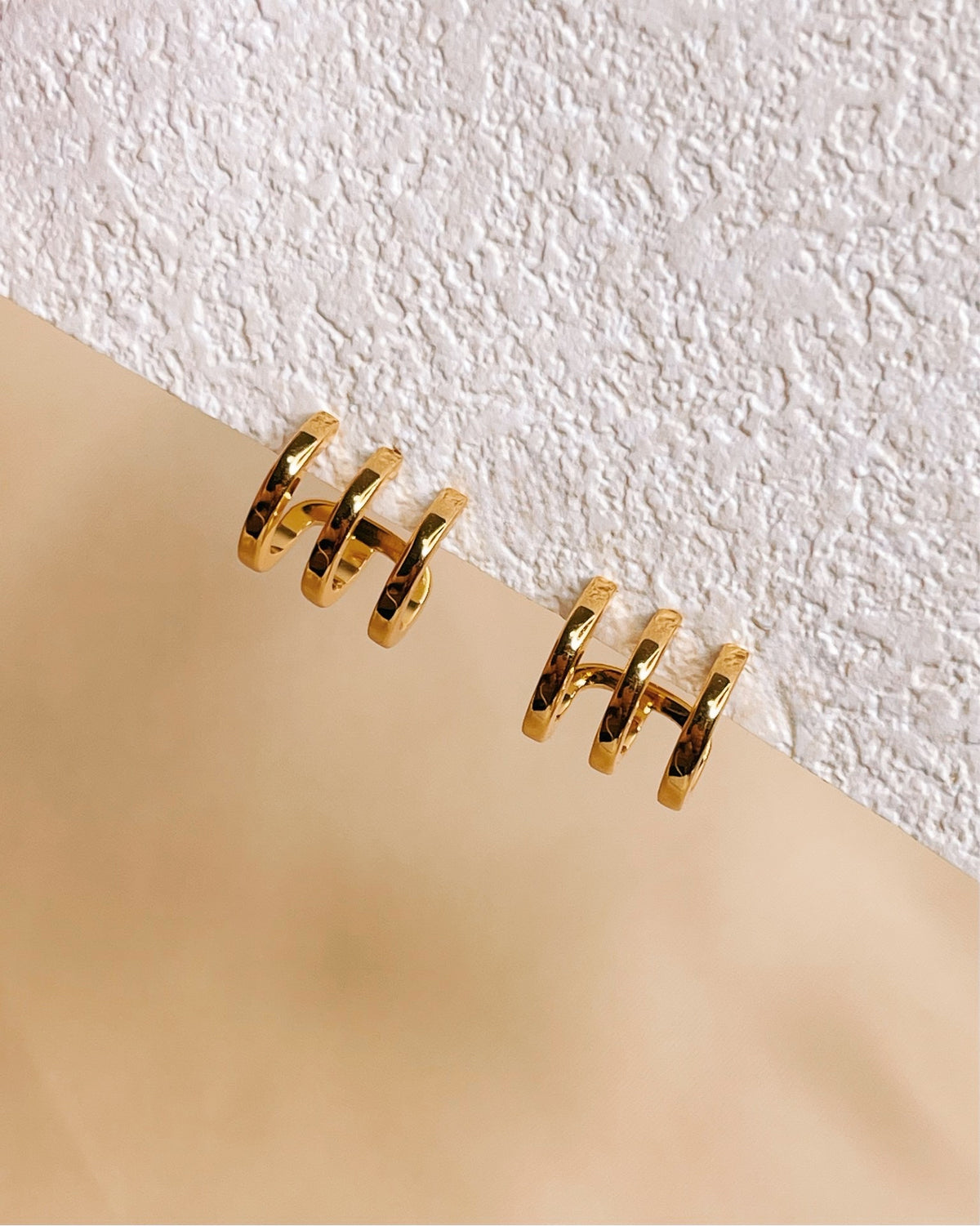 Avery Triple Layer Pseudo Stack illusion Huggie Hoop Earrings