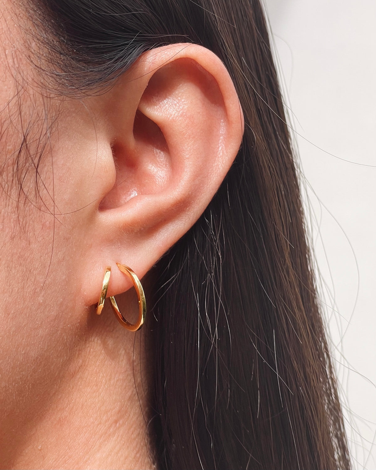 Ariana Double Layer Pseudo Stack illusion Huggie Hoop Earrings