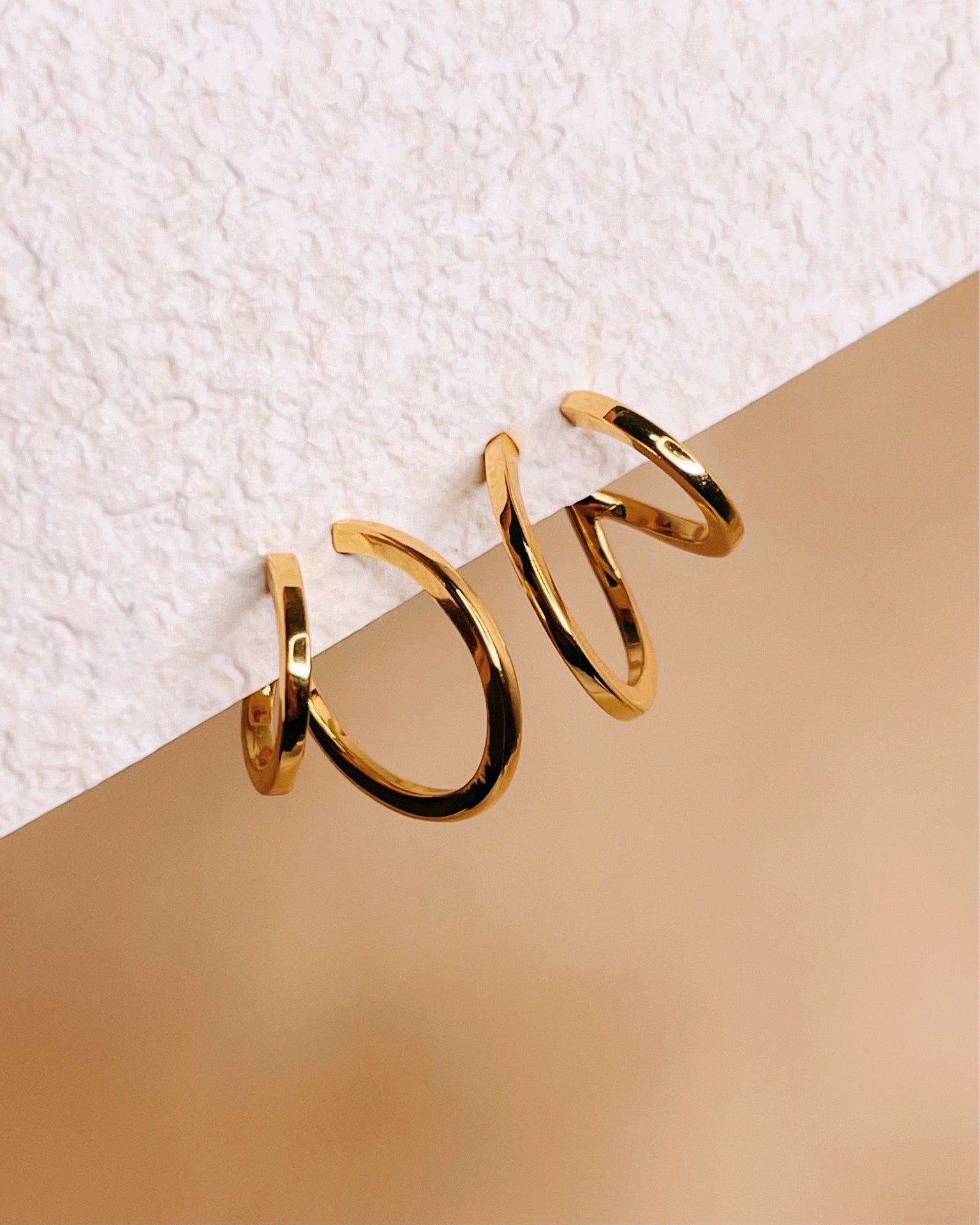 Ariana Double Layer Pseudo Stack illusion Huggie Hoop Earrings