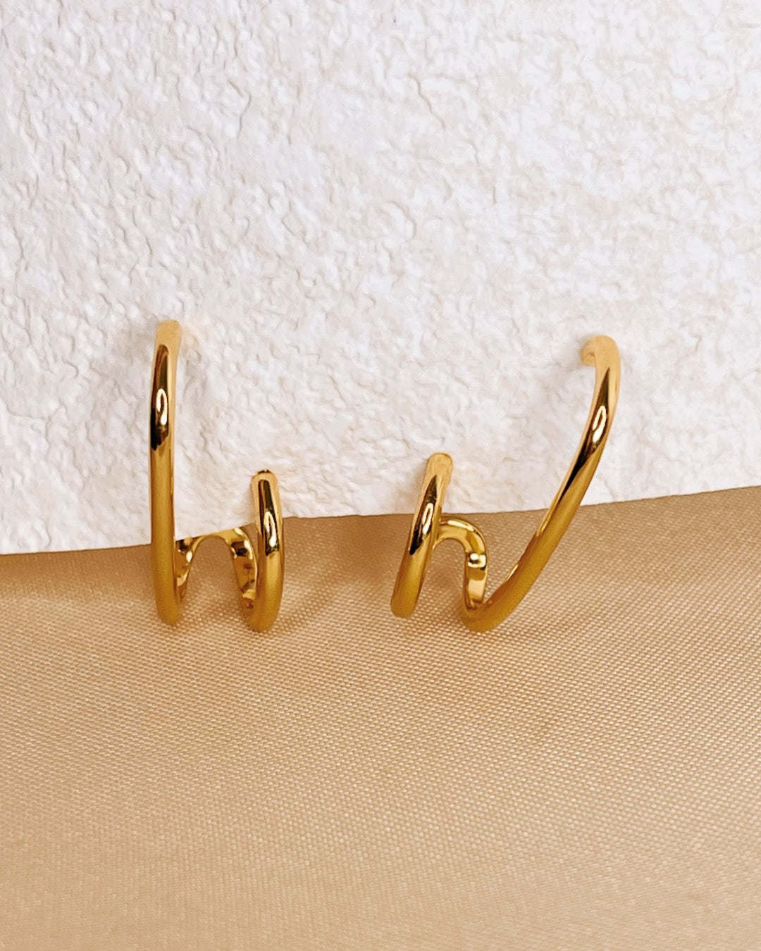 Brittany Double Layer Pseudo Stack illusion Huggie Hoop Earrings