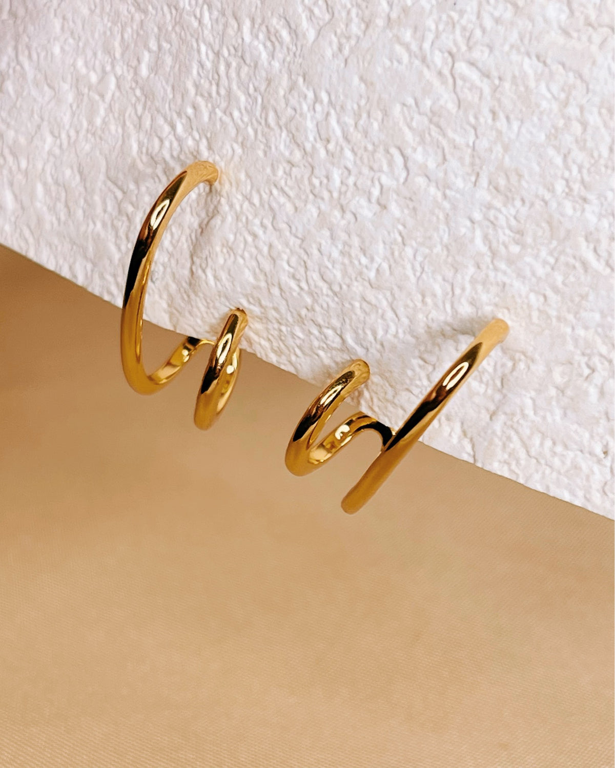 Brittany Double Layer Pseudo Stack illusion Huggie Hoop Earrings