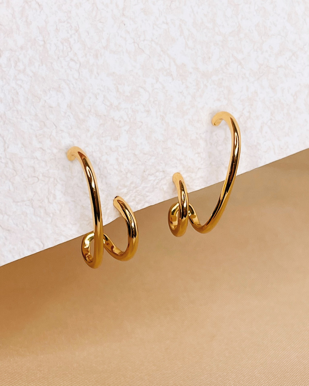 Brittany Double Layer Pseudo Stack illusion Huggie Hoop Earrings