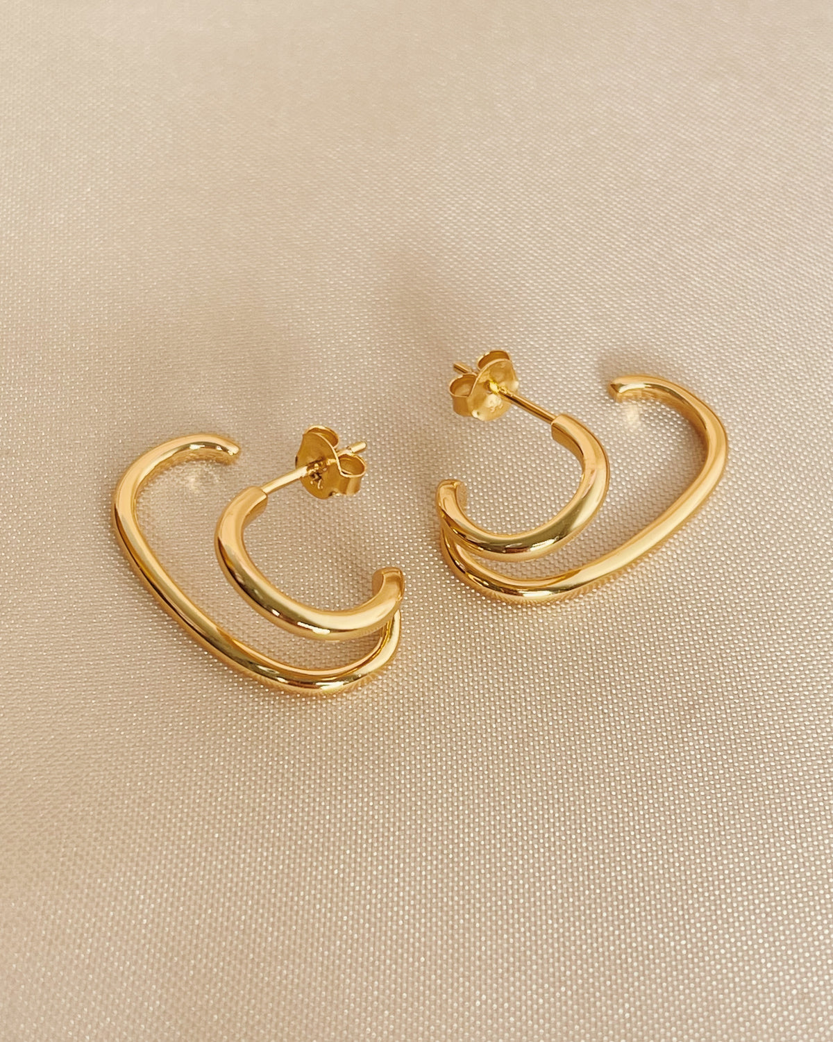 Brittany Double Layer Pseudo Stack illusion Huggie Hoop Earrings