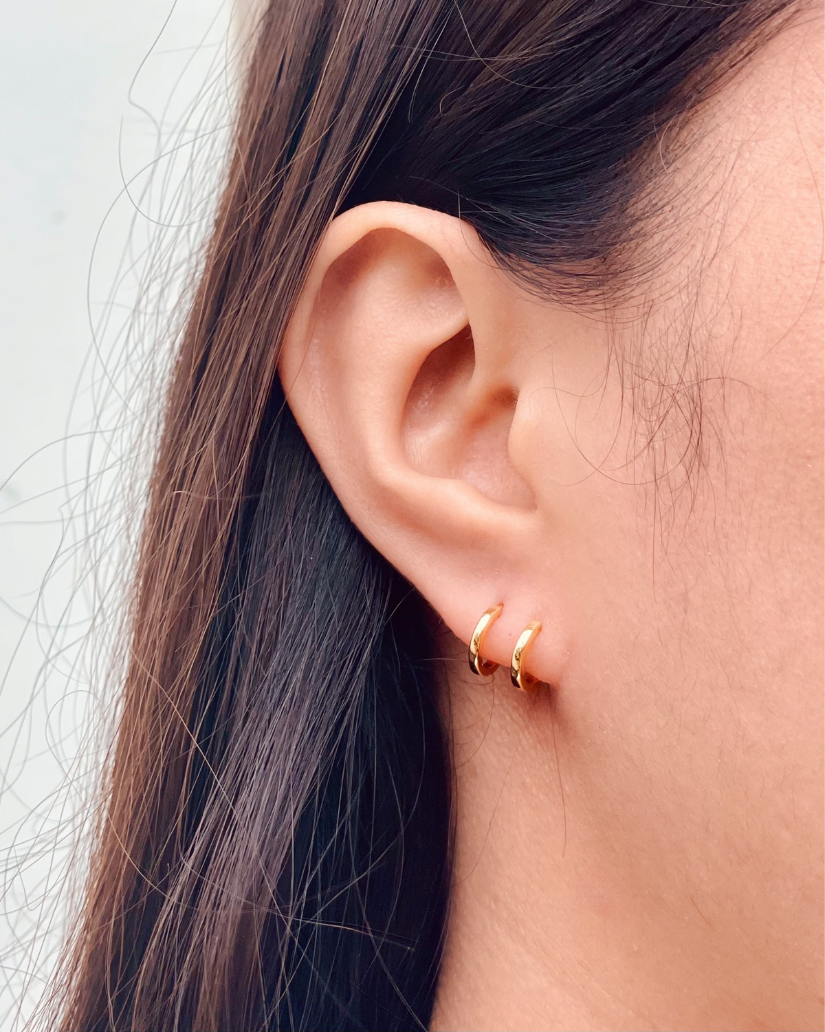 Billie Double Layer Pseudo Stack illusion Huggie Hoop Earrings