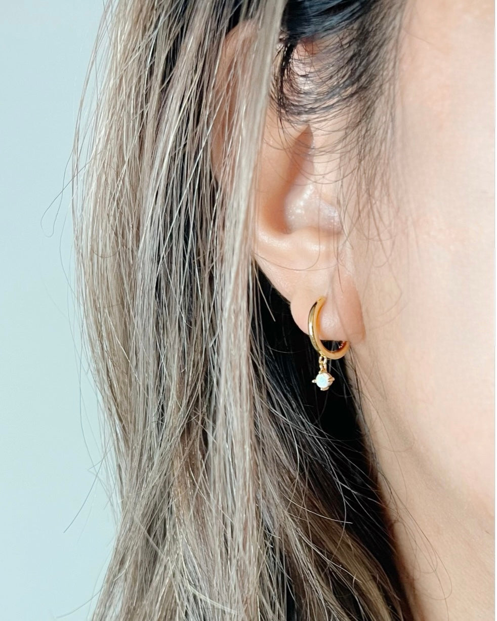 Aisha Opal Gold Huggies