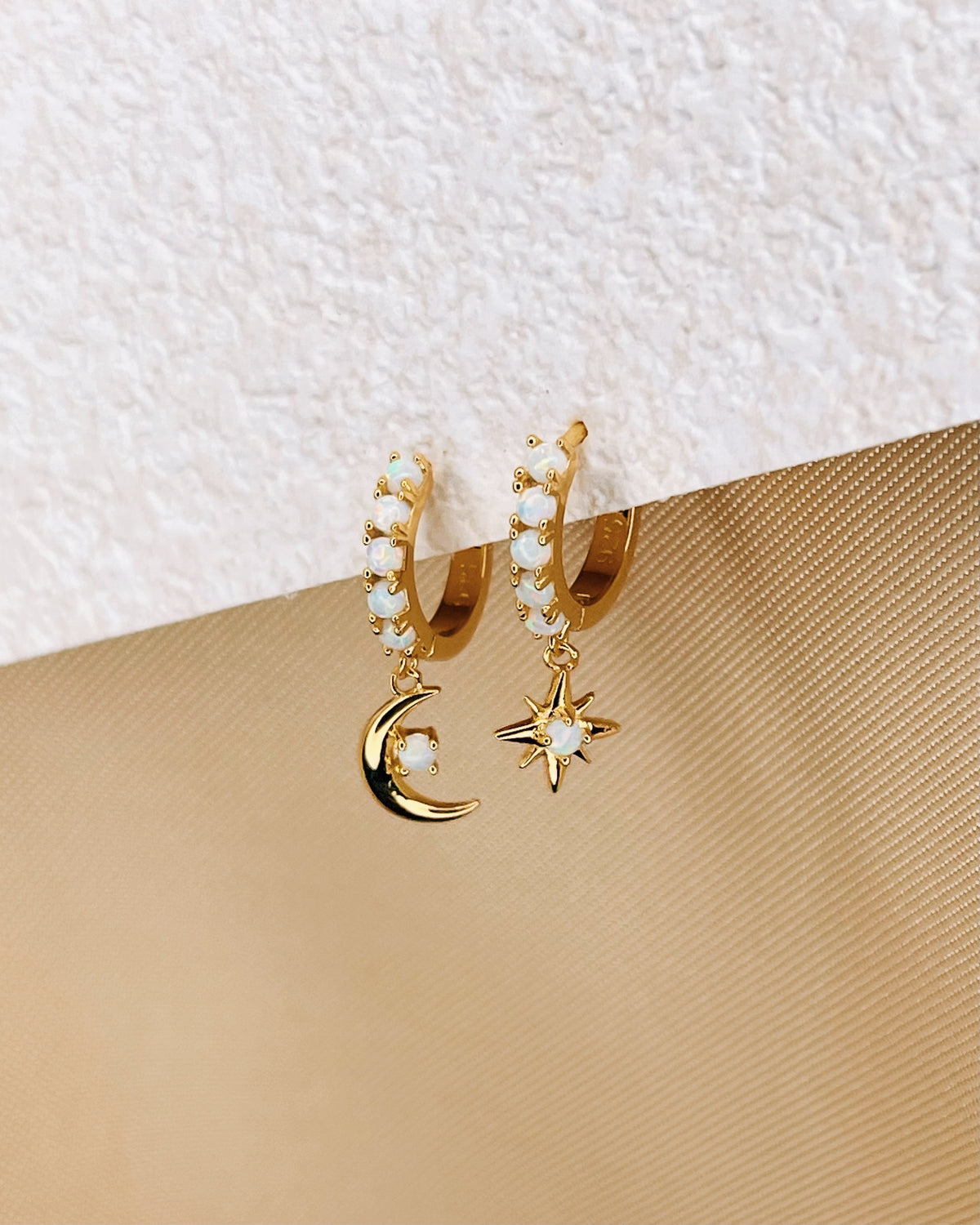 Wren Opal Gold Huggies