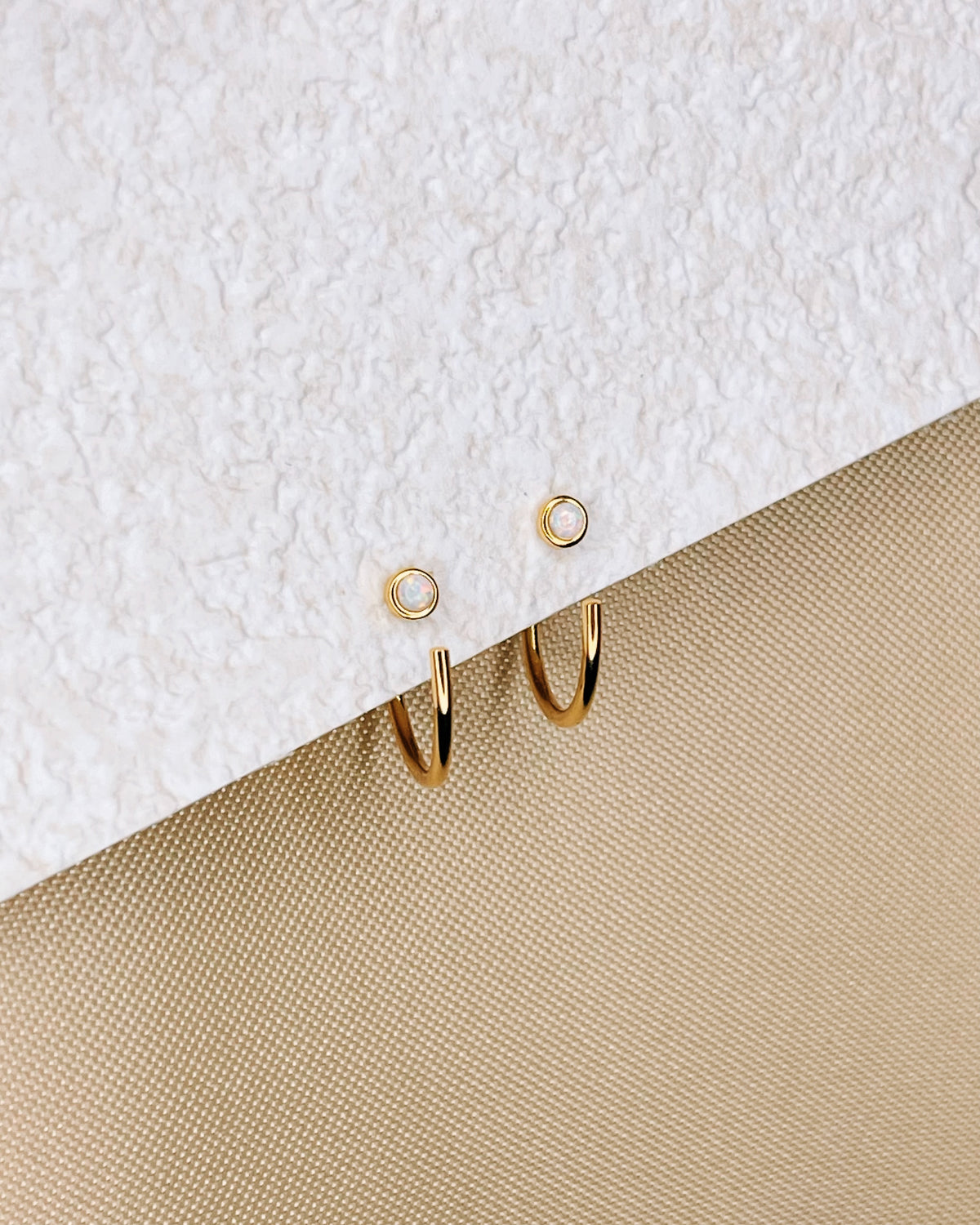 Saige Opal Gold Huggies