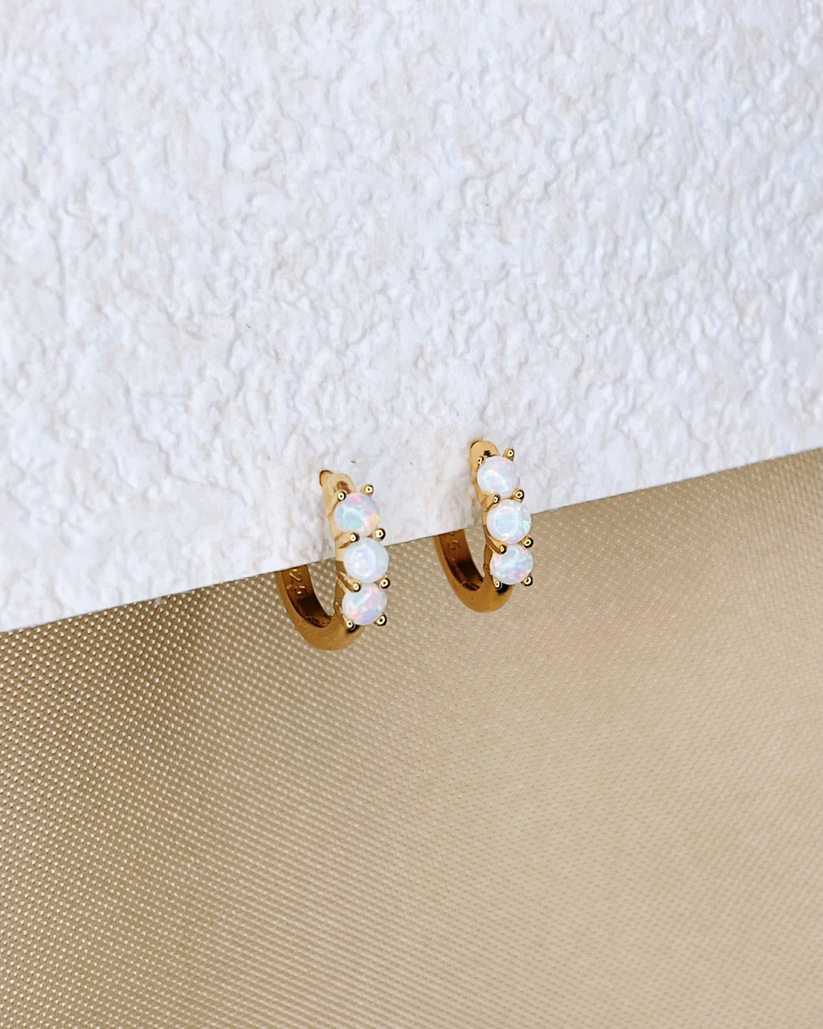 Helena Opal Gold Huggies