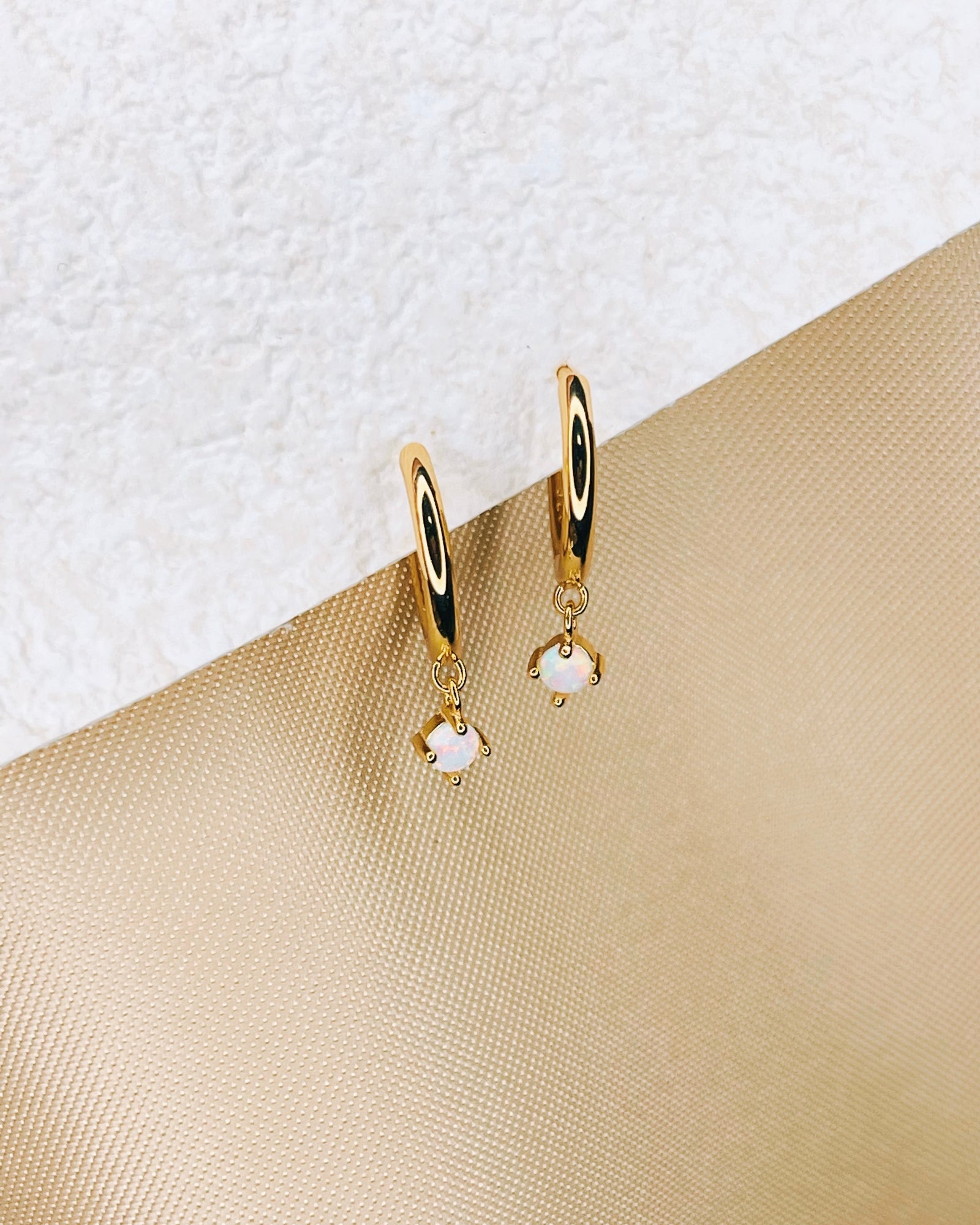 Aisha Opal Gold Huggies