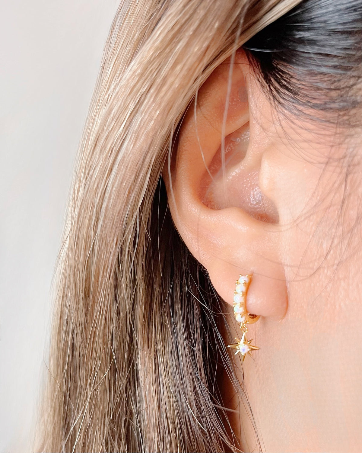 Wren Opal Gold Huggies