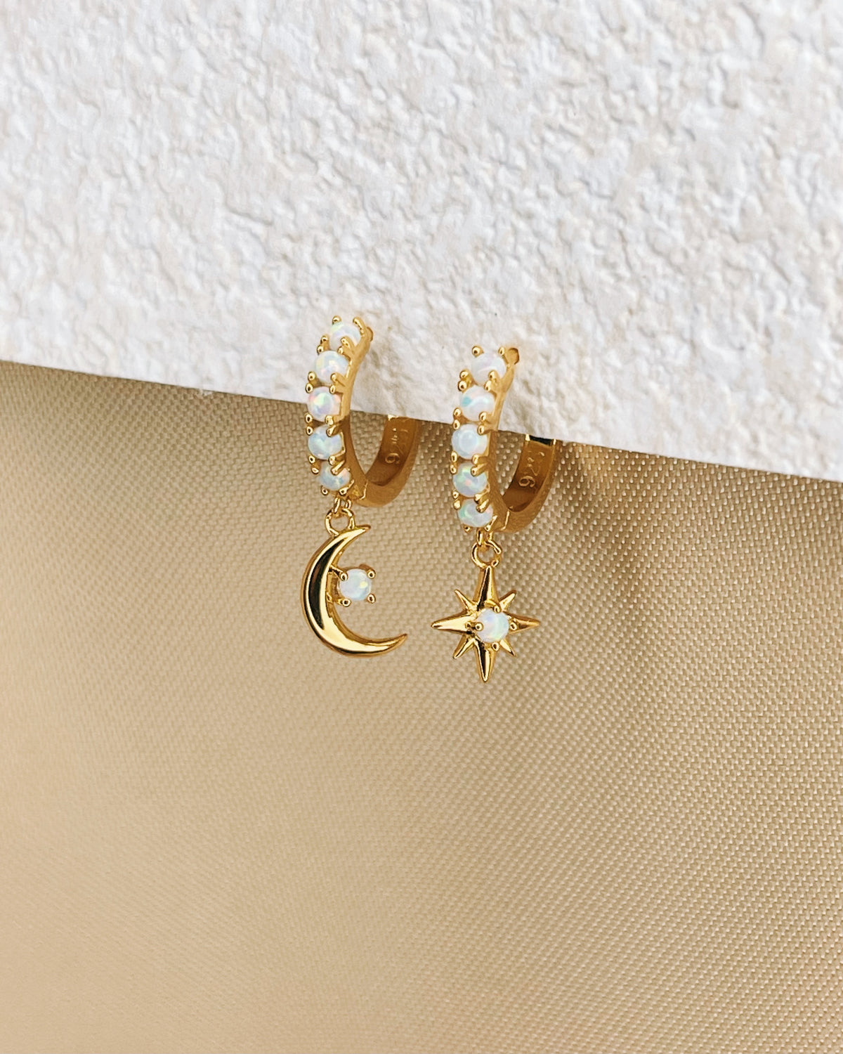 Wren Opal Gold Huggies