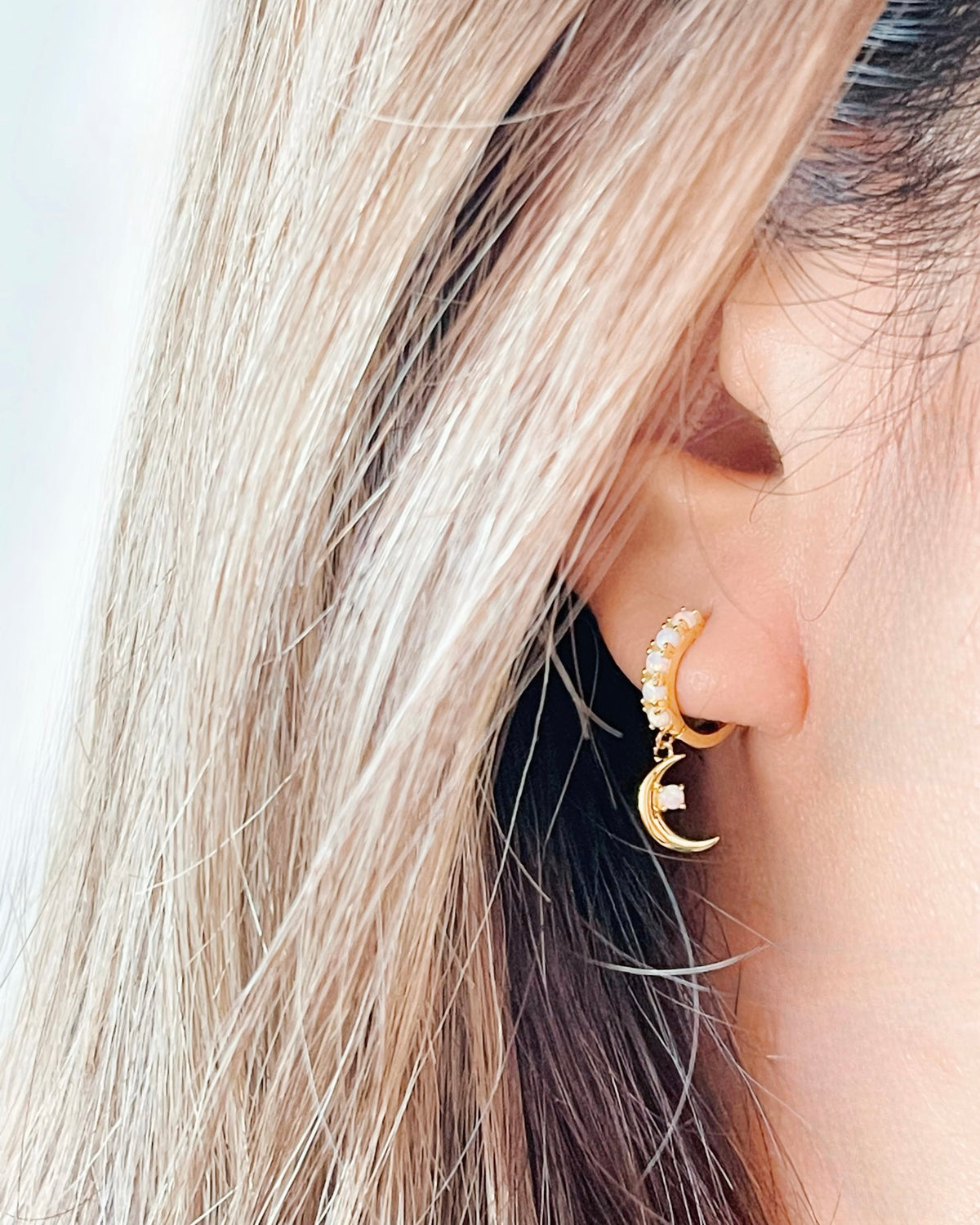 Wren Opal Gold Huggies