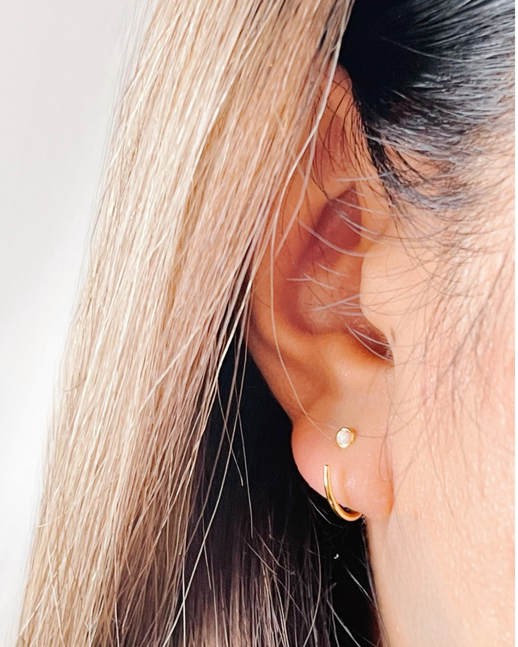 Saige Opal Gold Huggies