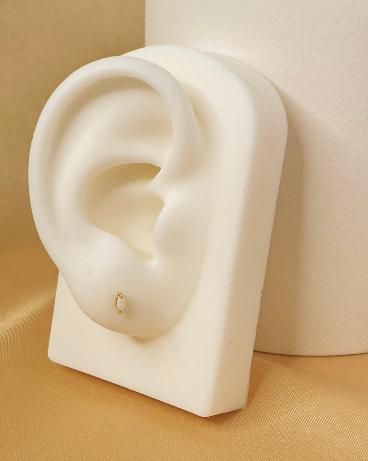 Tori Opal Gold Flat Back Internally Threaded Labret Ear Piercing Studs