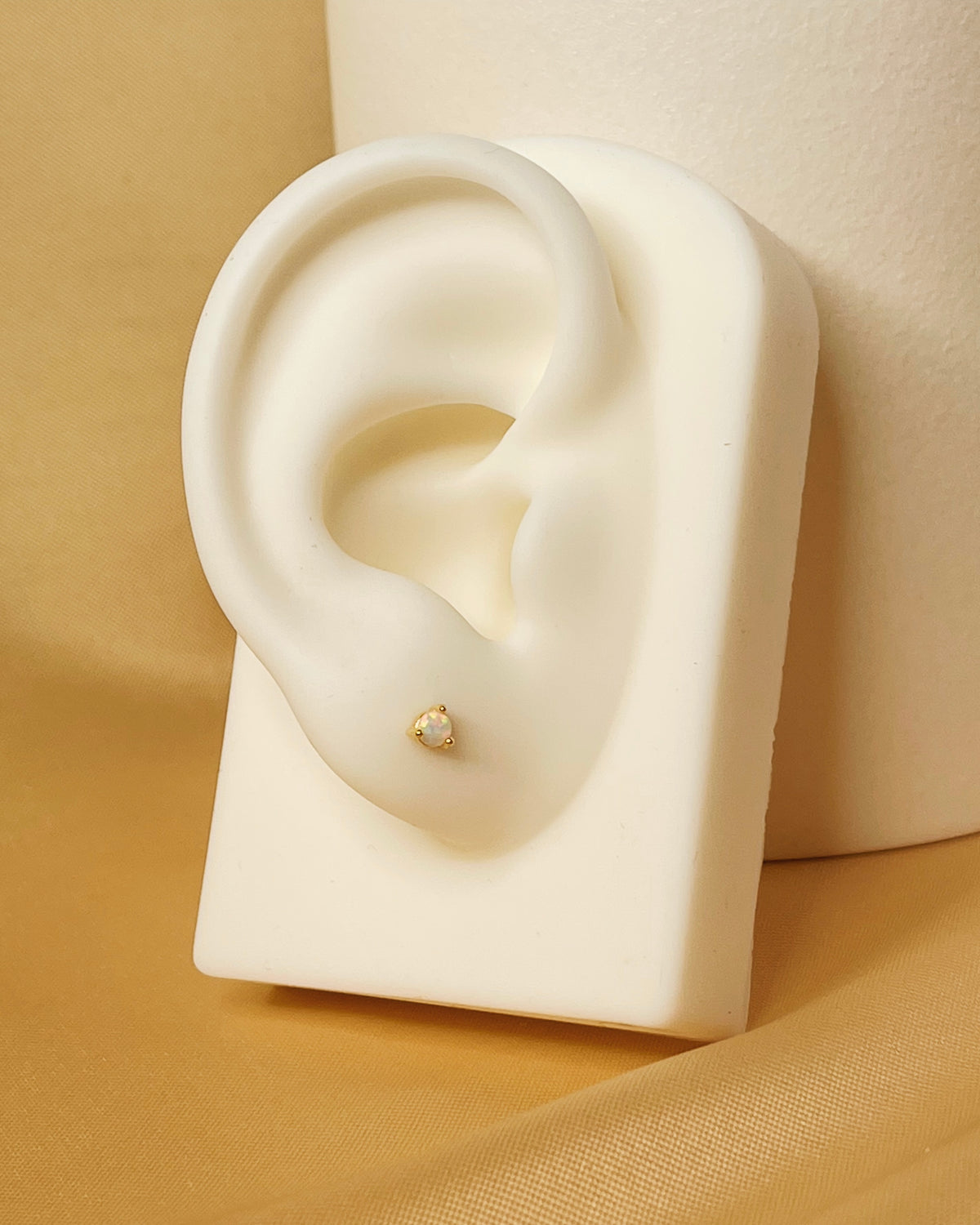 Tatiana Opal Gold Flat Back Internally Threaded Labret Ear Piercing Studs