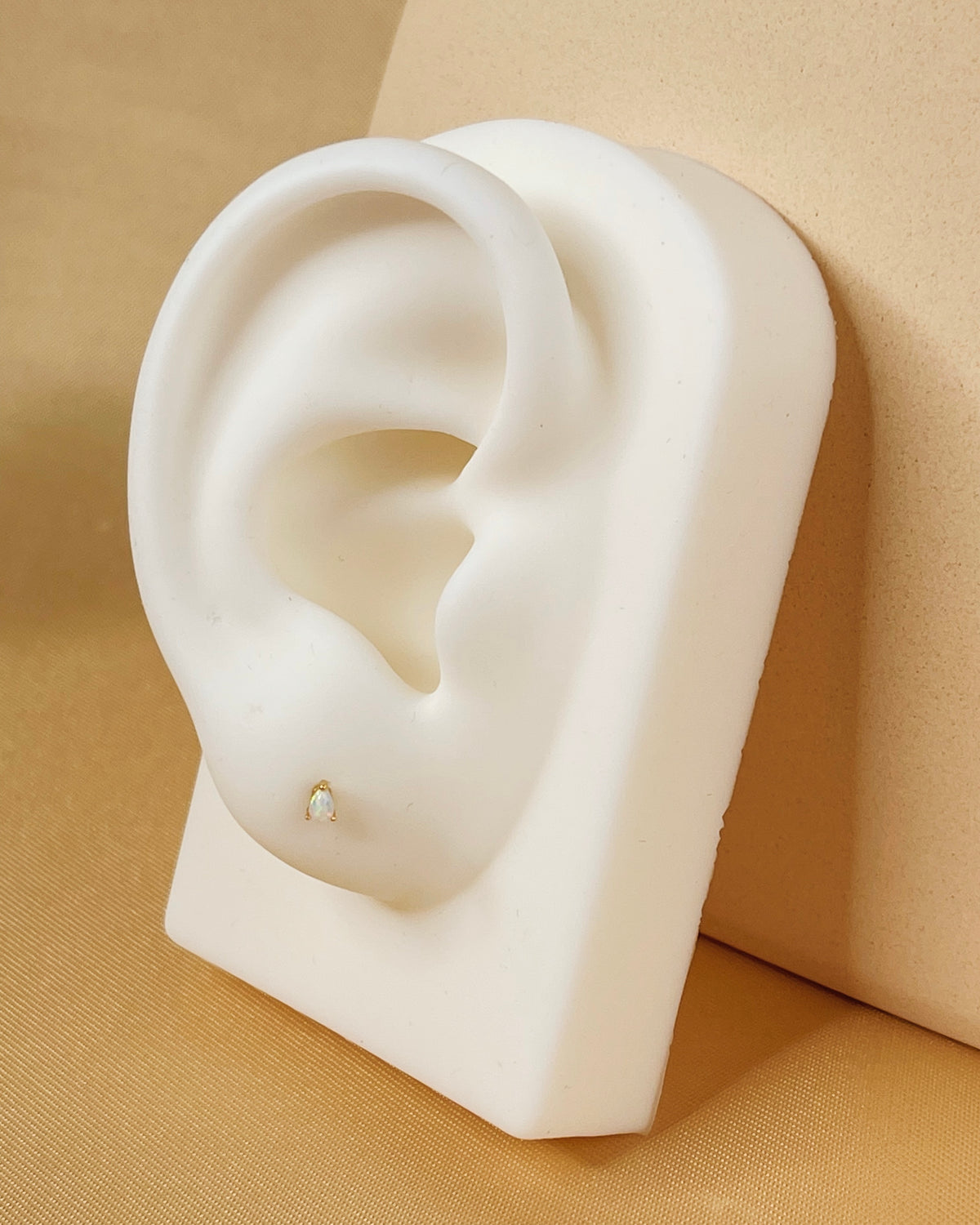 Arlette Opal Gold Flat Back Internally Threaded Labret Ear Piercing Studs