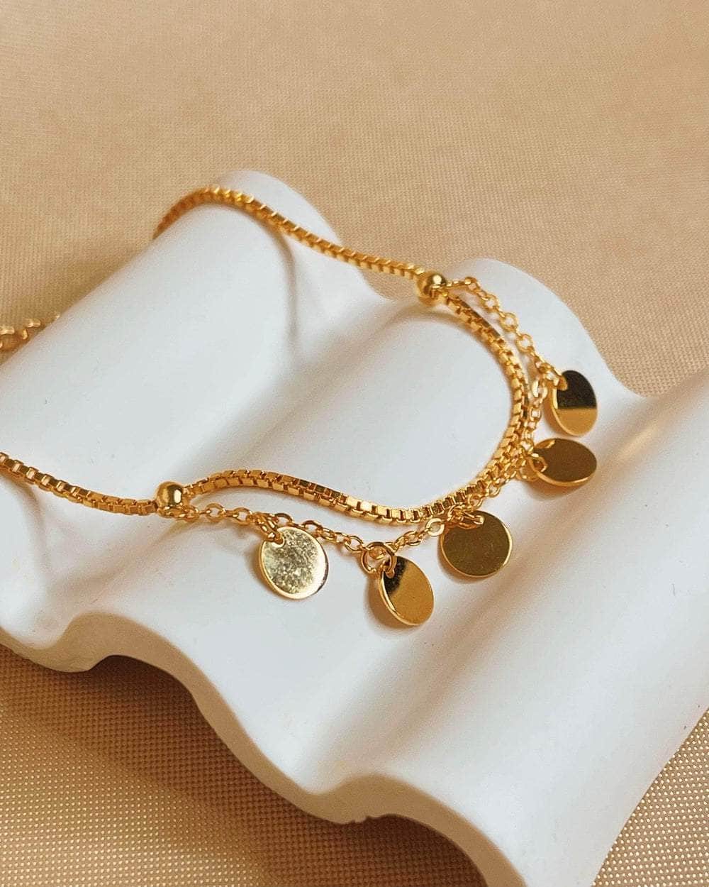 Bulk-buy Simple Temperament Fashion Jewelry Jewellery Thin Chain Gold  Silver Sequin Disc Bracelet Geometric Double-Layer Bangle Bracelet for  Women price comparison