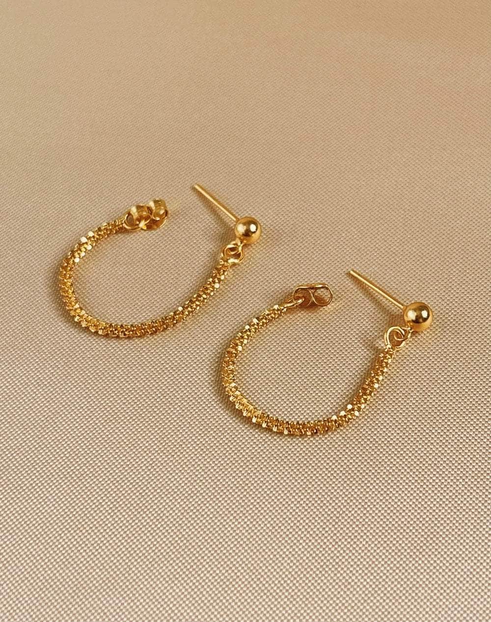 So Dainty Co. Chain / Dangle Earrings Cora Gold Earrings Gold Plated 925 Sterling Silver Jewelry
