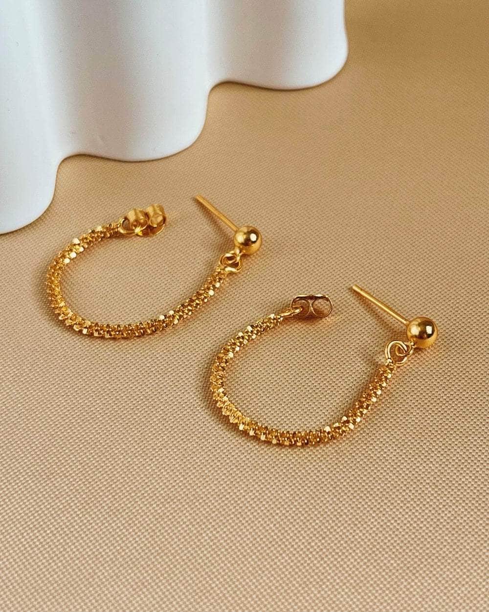 So Dainty Co. Chain / Dangle Earrings Cora Gold Earrings Gold Plated 925 Sterling Silver Jewelry