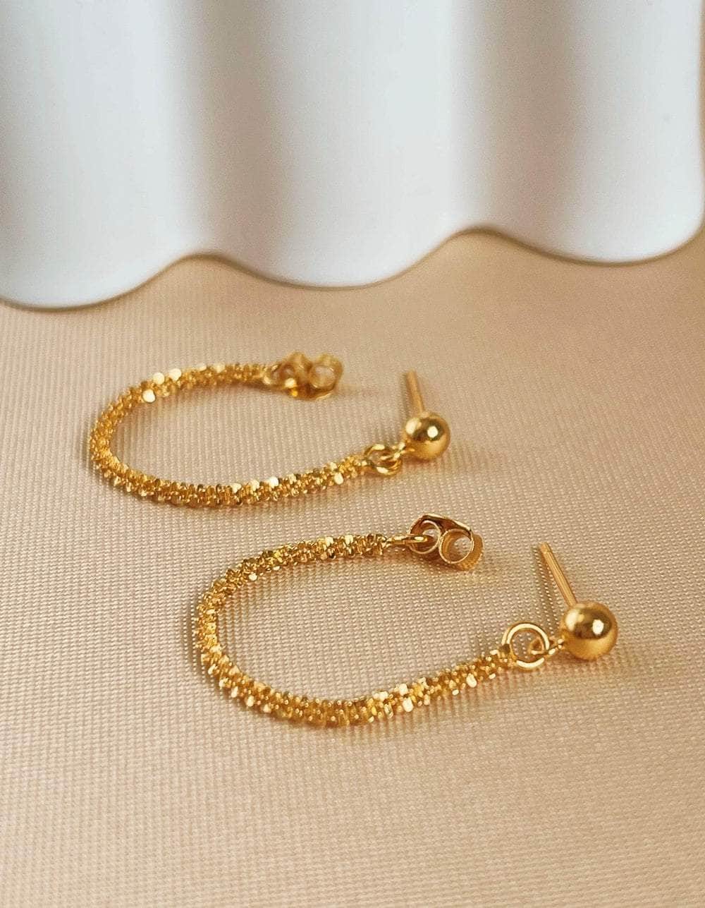So Dainty Co. Chain / Dangle Earrings Cora Gold Earrings Gold Plated 925 Sterling Silver Jewelry