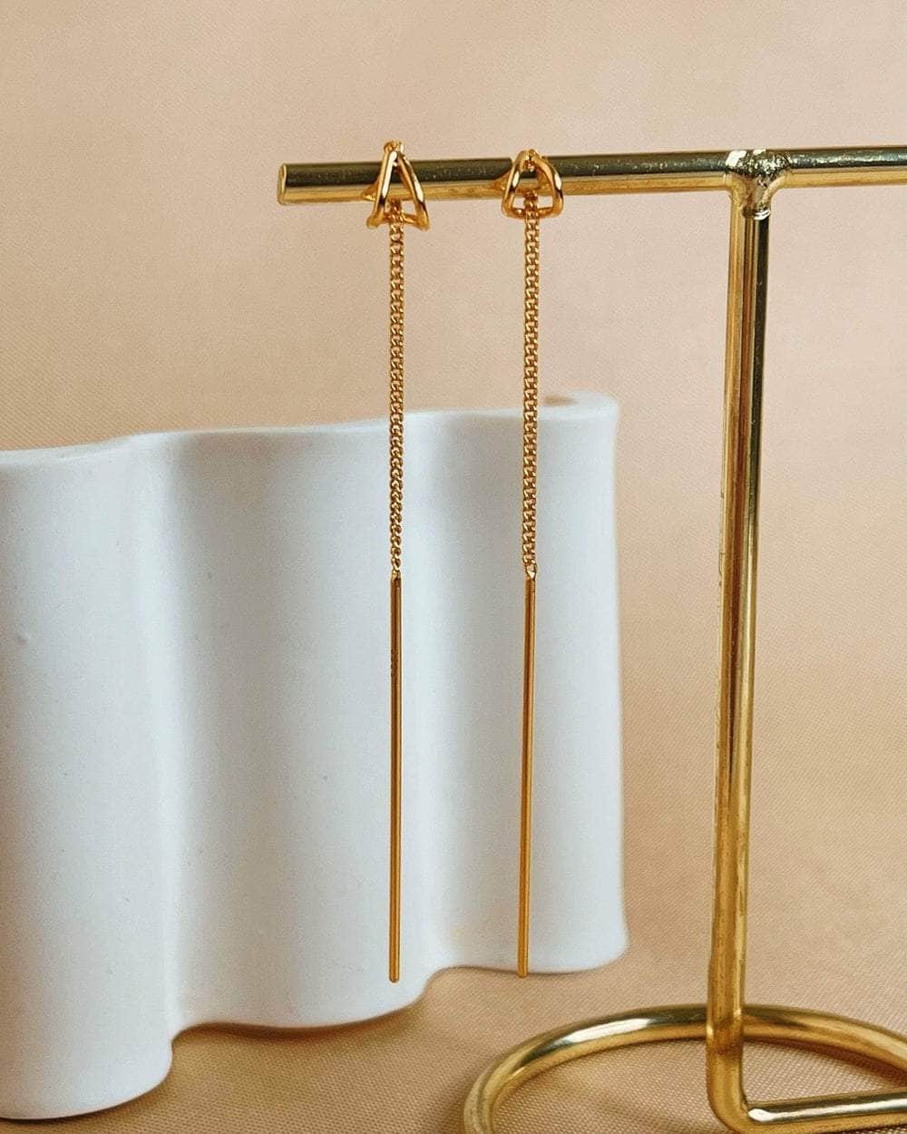 So Dainty Co. Chain / Dangle Earrings Mia Gold Earrings Gold Plated 925 Sterling Silver Jewelry