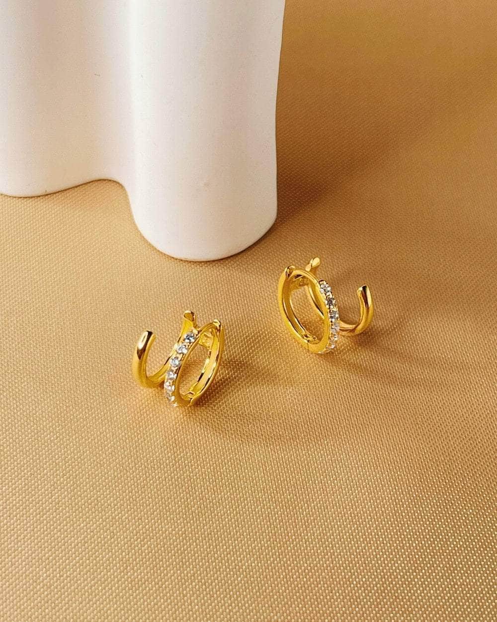 So Dainty Co. Huggies / Hoops Cassidy Gold Huggies Gold Plated 925 Sterling Silver Jewelry