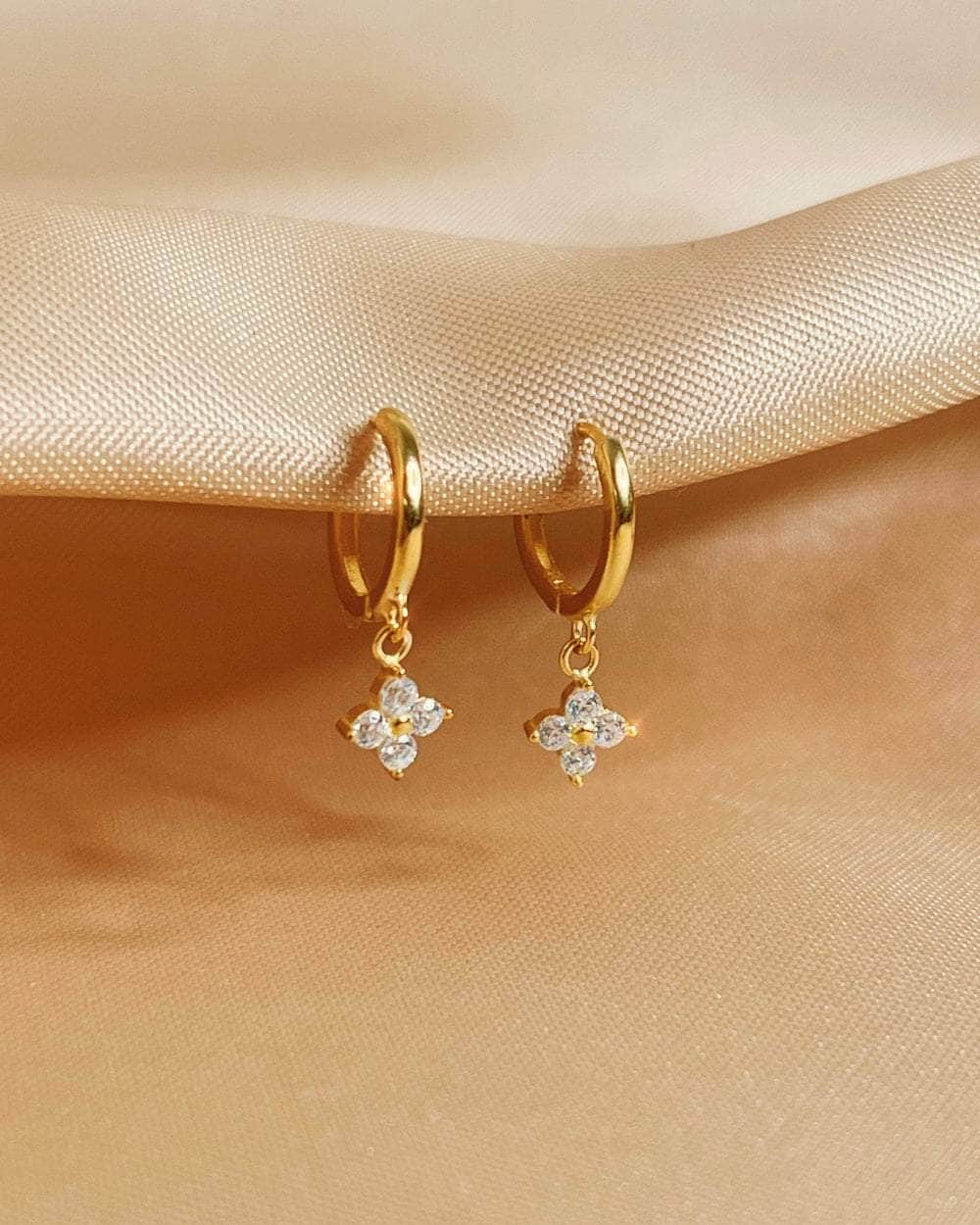 So Dainty Co. Huggies / Hoops Dahlia Gold Huggies Gold Plated 925 Sterling Silver Jewelry